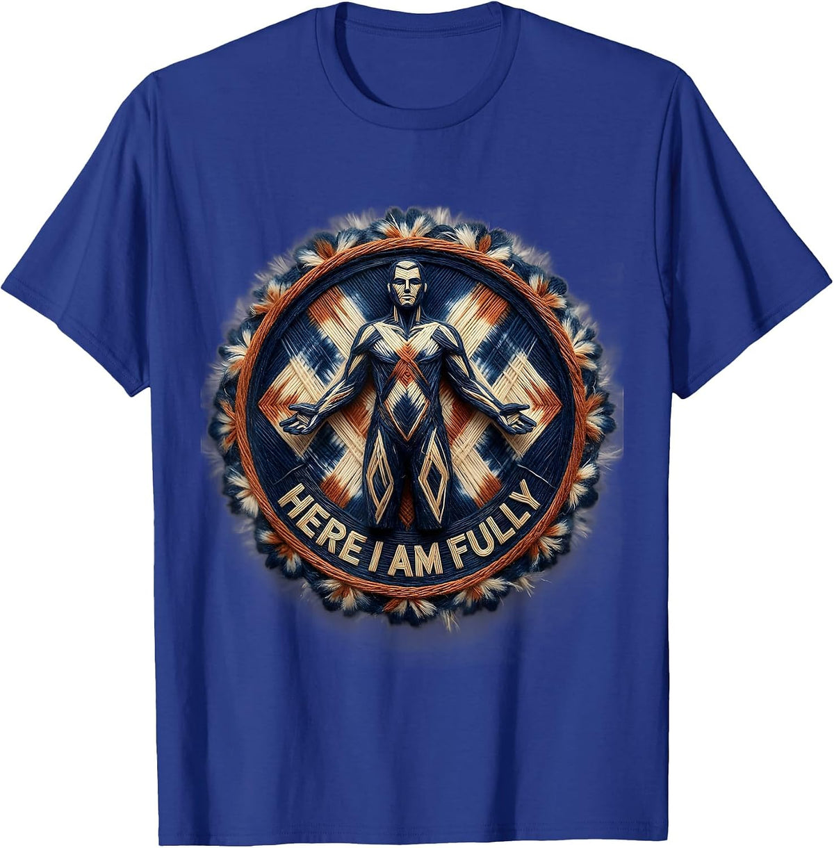 Here I Am Fully Hineni Bold Statement Design T-Shirt - Royal Blue