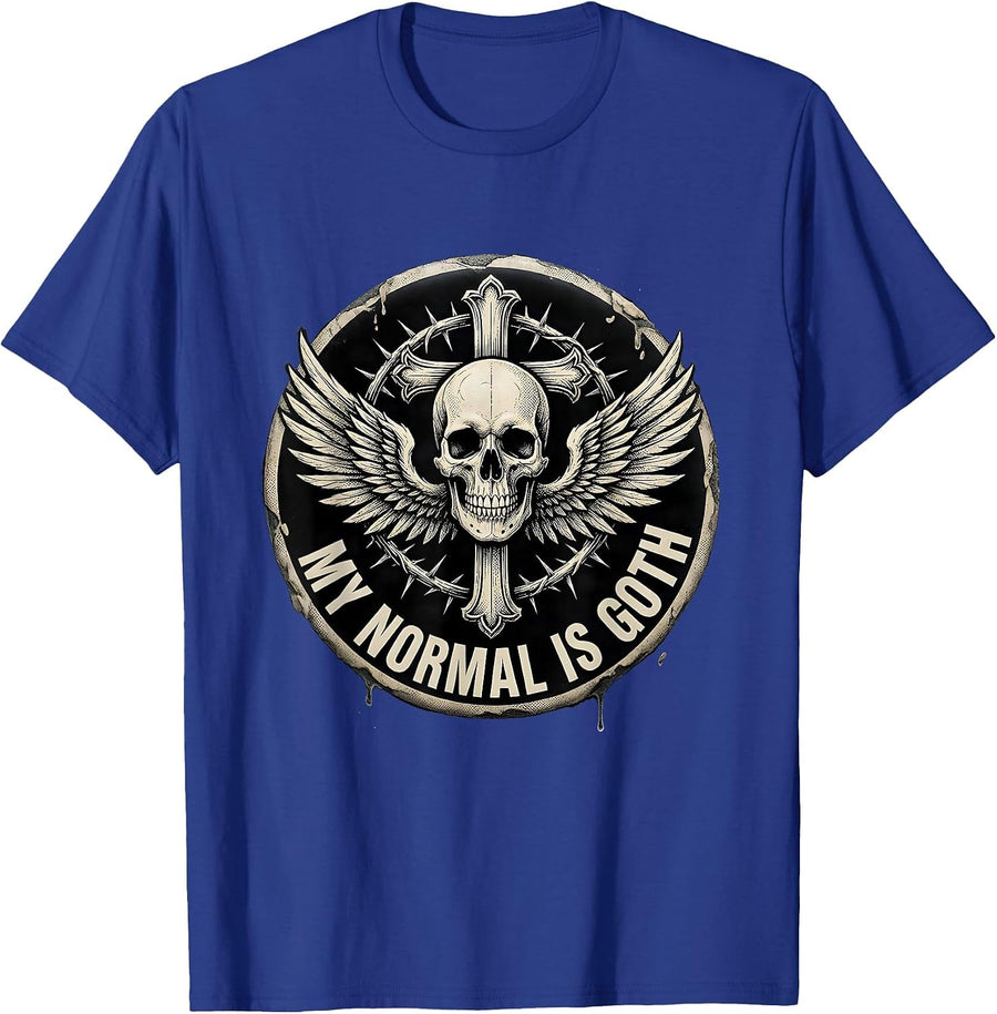 My Normal Is Goth Monochromatic Skull Cross Alt Streetwear T-Shirt - Royal Blue