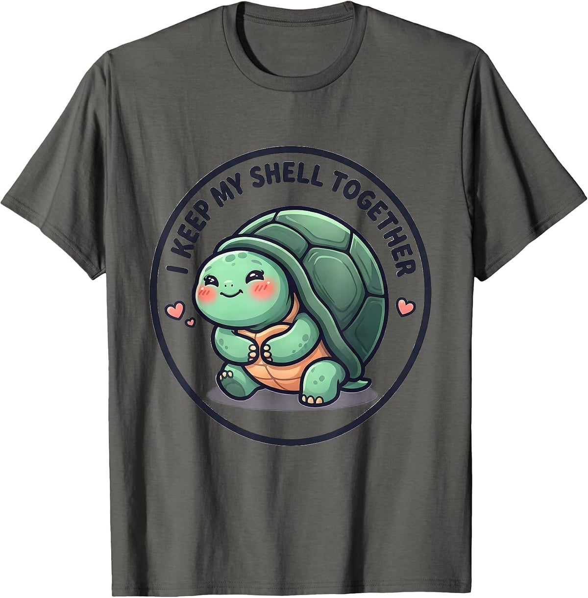 Men's I Keep My Shell Together Cute Kawaii Turtle Lover Gift T-Shirt - Asphalt Grey