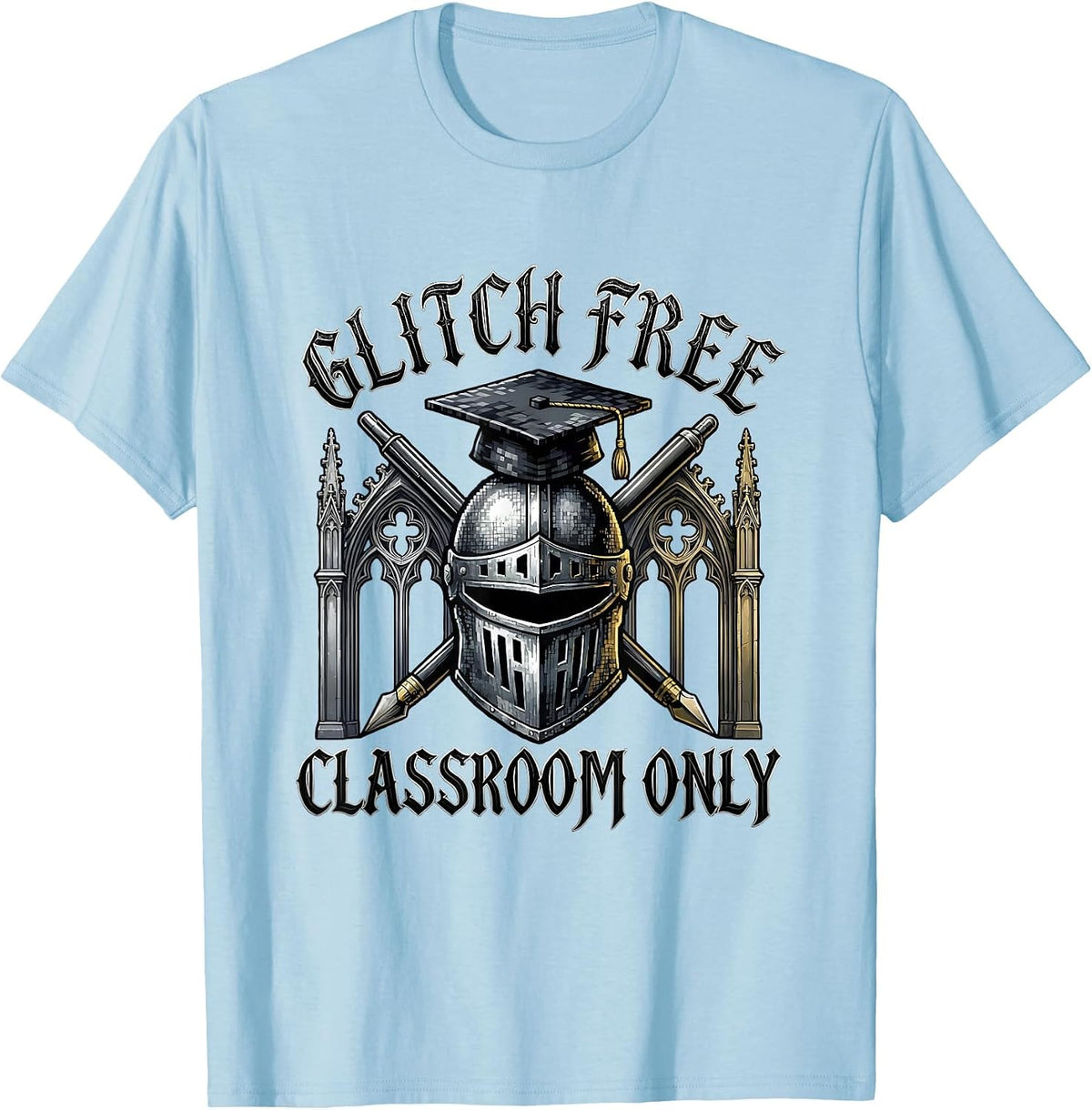 Men's Glitch Free Classroom Technology Gaming Teacher T-Shirt - Baby Blue