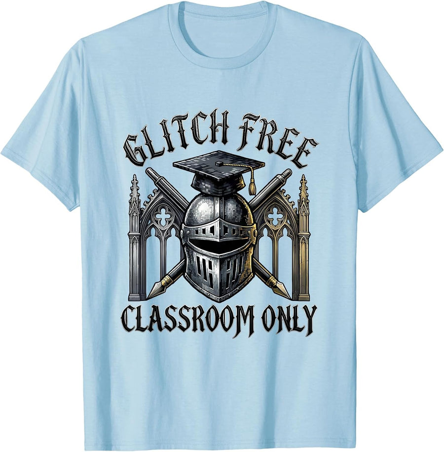 Men's Glitch Free Classroom Technology Gaming Teacher T-Shirt - Baby Blue