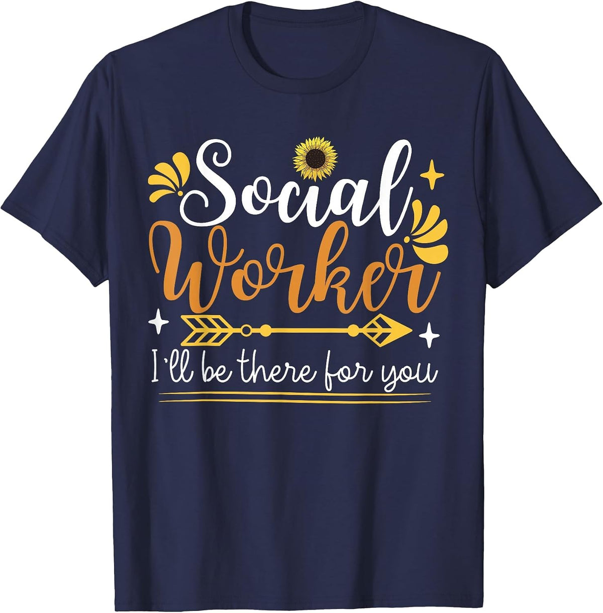 Social Work Sunflower T-Shirt - Navy Blue