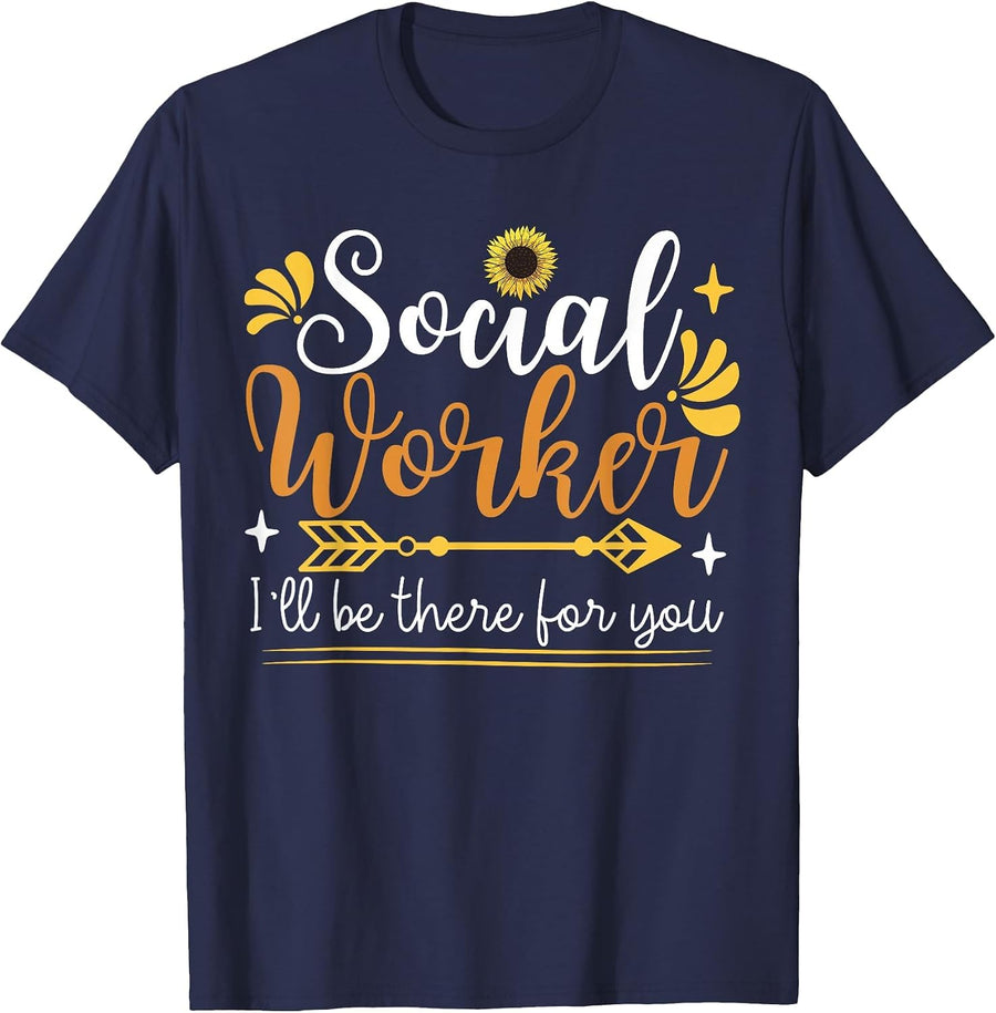 Social Work Sunflower T-Shirt - Navy Blue