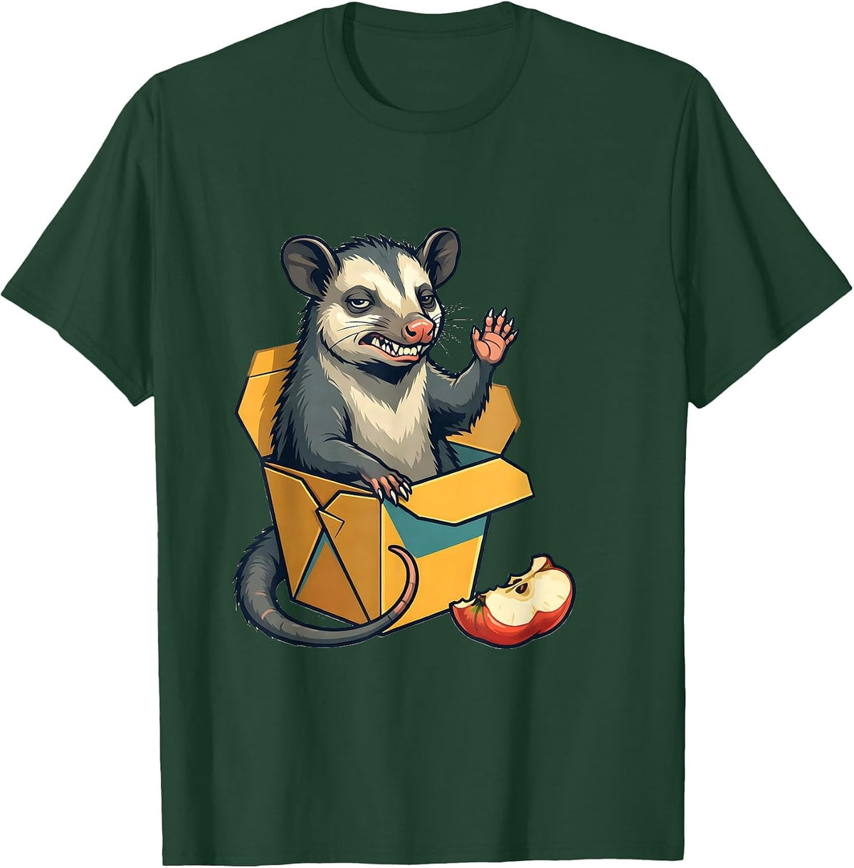 Flat Opossum Deadpan Humor Possum Lover Meme Gift T-Shirt - Dark Green