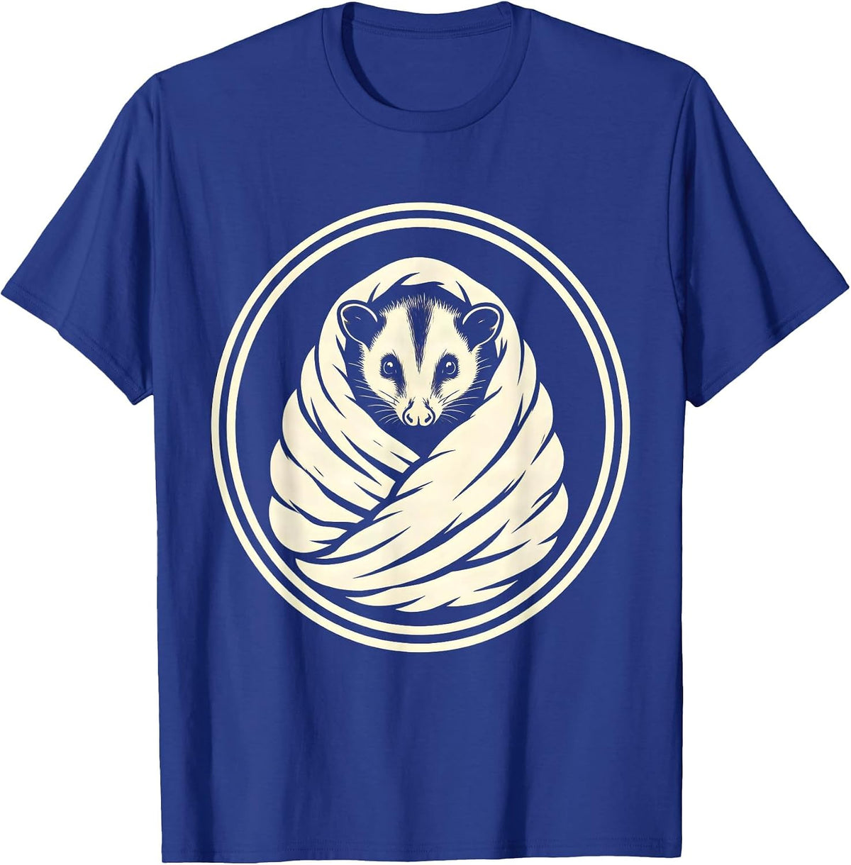 Cozy Opossum Wrapped in a Blanket T-Shirt - Royal Blue
