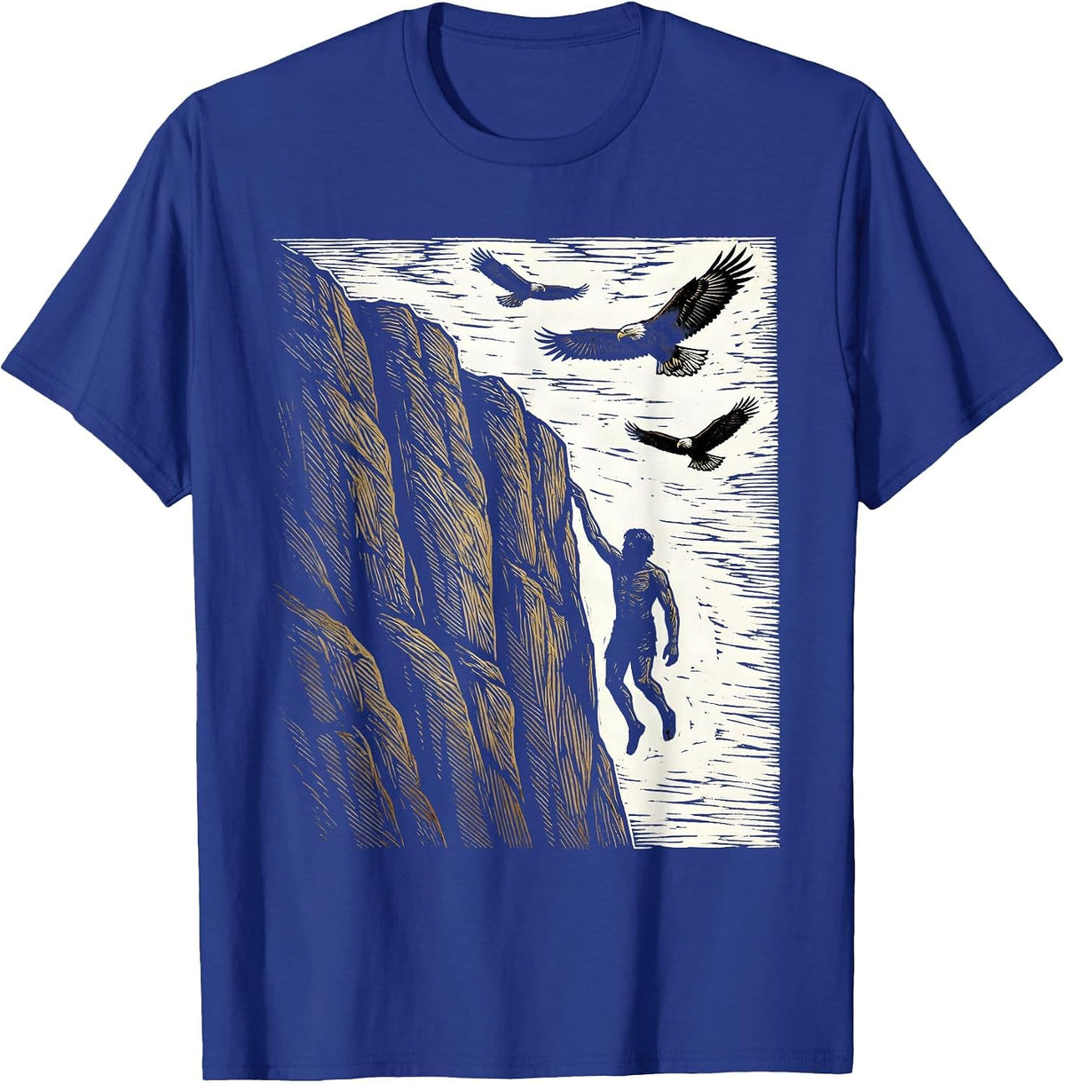 Rock Climber Sheer Cliff Face Freedom Graphic T-Shirt - Royal Blue