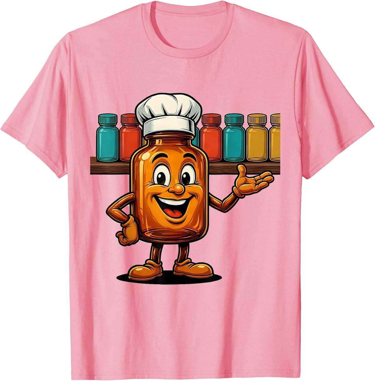 Men's Pharmacy Technician Colorful Medicine Bottles T-Shirt - Pink