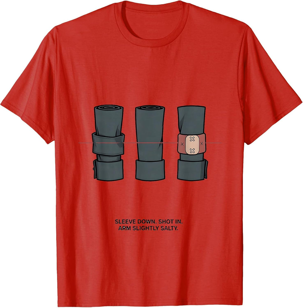 Men's Sleeve Down Shot In Arm Slightly Salty Funny Nurse T-Shirt - Red