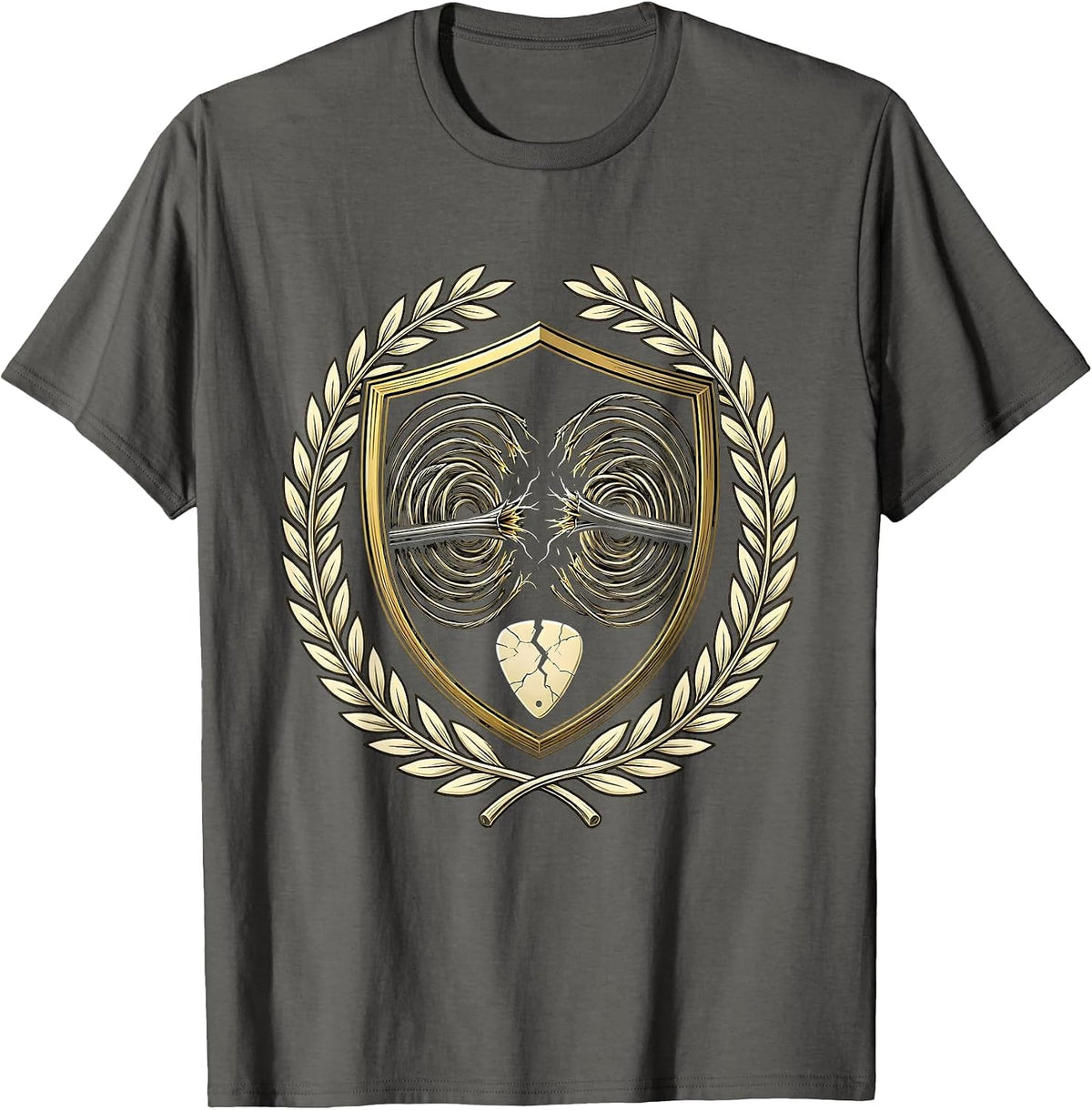 Broken Guitar String Dramatic Spiral Art T-Shirt - Asphalt Grey