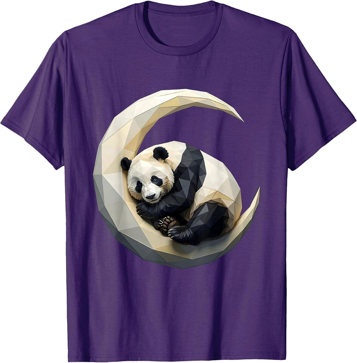 Men's Sleeping Panda Crescent Moon Cute Graphic Tee T-Shirt - Purple