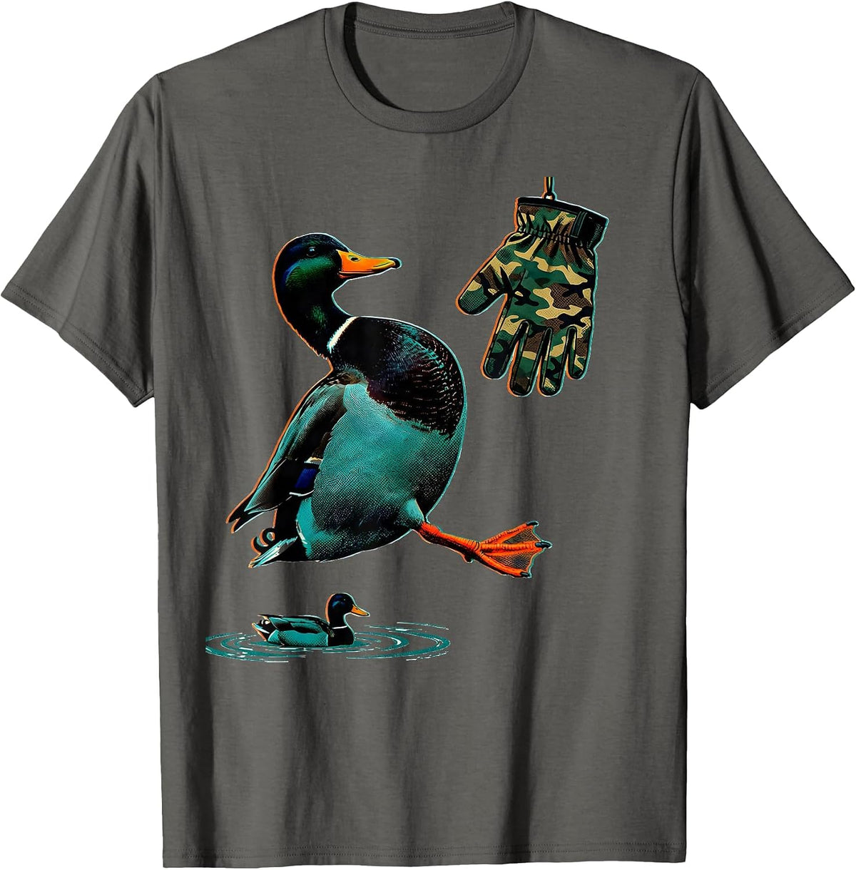 Camo Mallard Duck Hunting Dad Humor Gift T-Shirt - Asphalt Grey