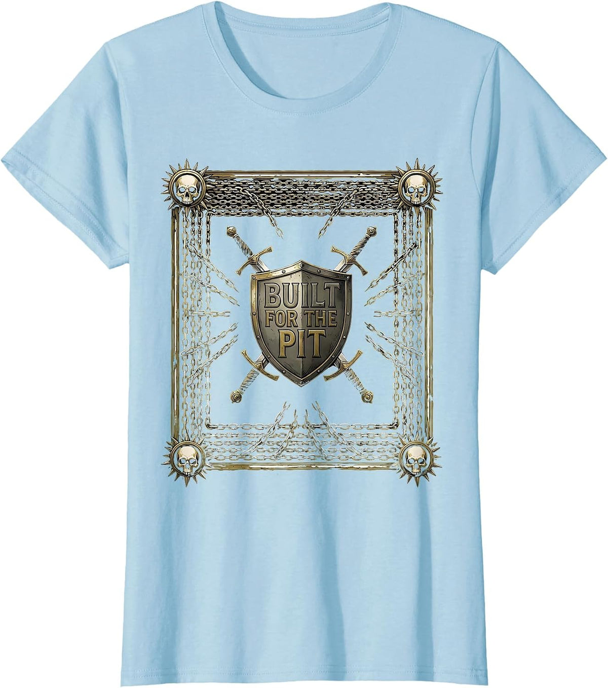 Built for the Pit Metal Music Graphic Design T-Shirt - Baby Blue