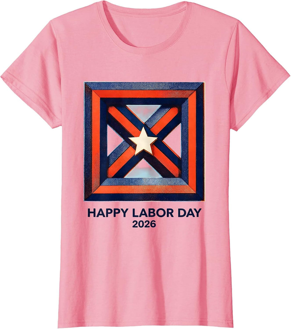 Women's Happy Labor Day 2026 Patriotic Union Pride Graphic T-Shirt - Pink