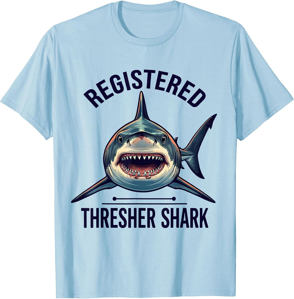 Men's Registered Thresher Shark Funny Shark Lover Ocean Wildlife T-Shirt - Baby Blue