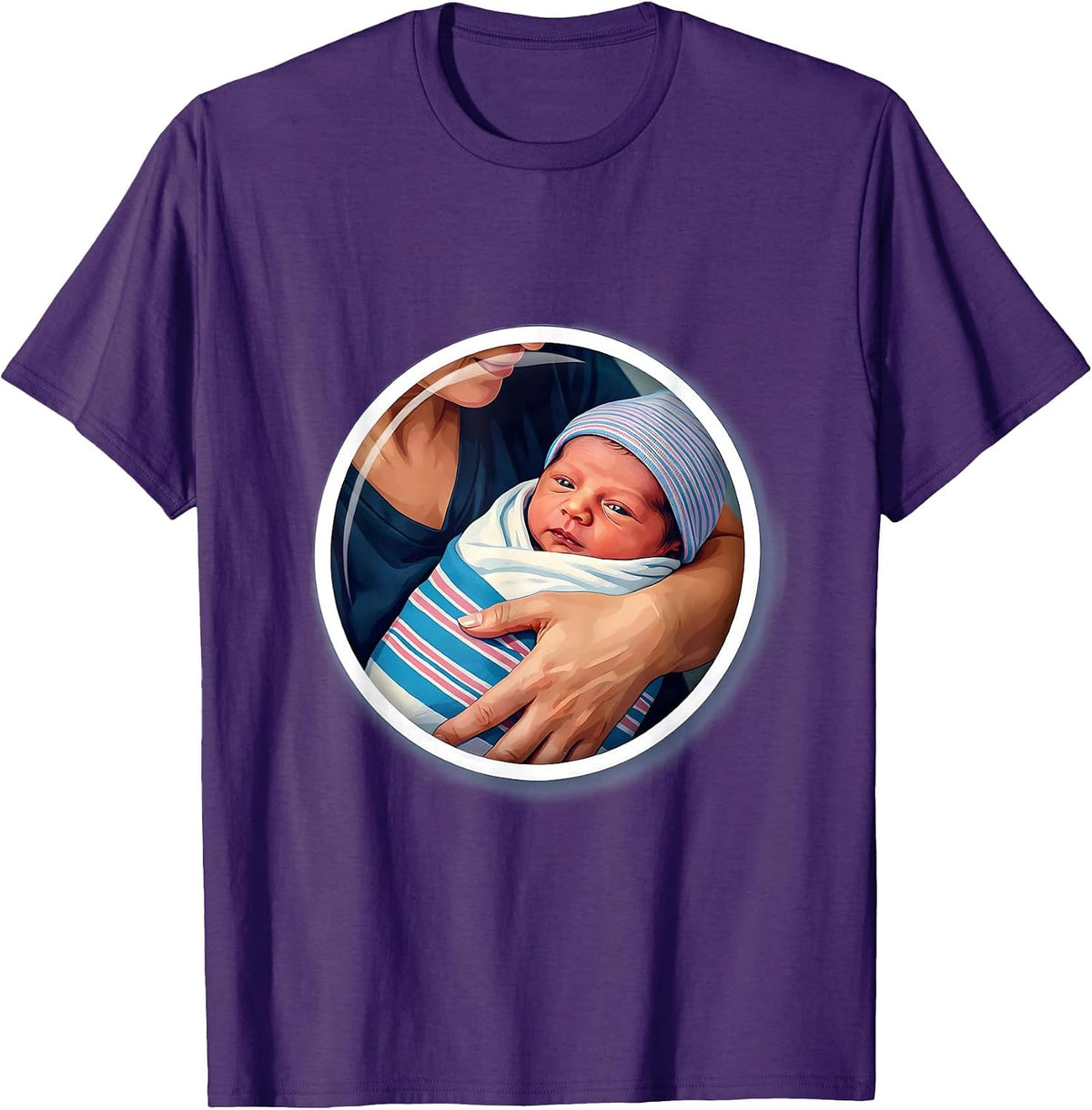 Men's Mother and Newborn Hospital Moment Illustration T-Shirt - Purple