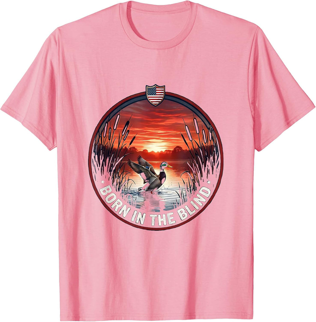 Born in the Blind Duck Camo Hunting Design T-Shirt - Pink