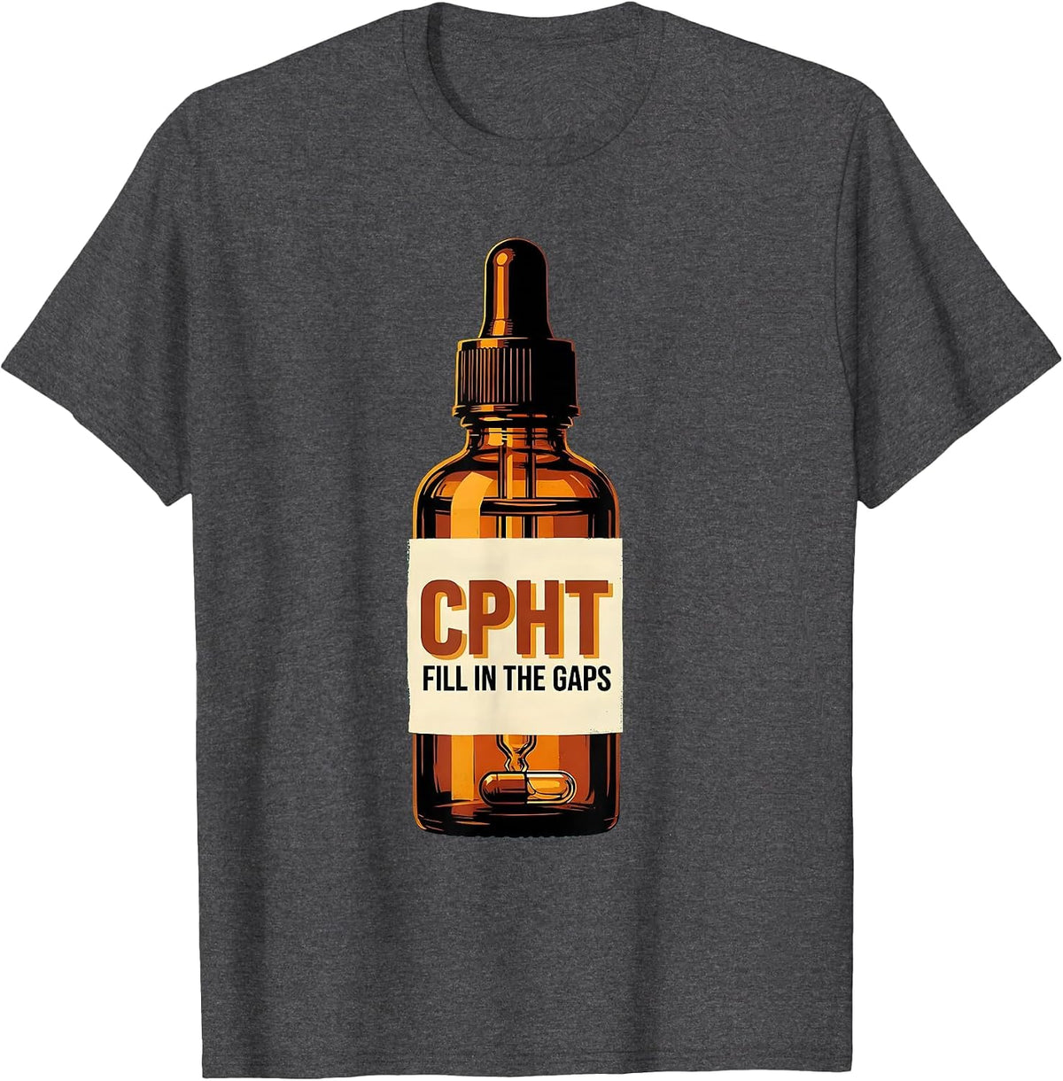 CPhT Fill In The Gaps Cute Pharmacy Tech Humor T-Shirt - Dark Heather Grey