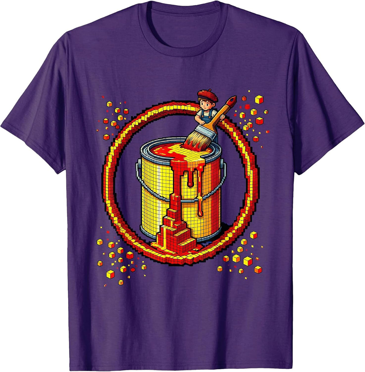 Young Painter Inside Giant Paint Can Art Kids Design T-Shirt - Purple
