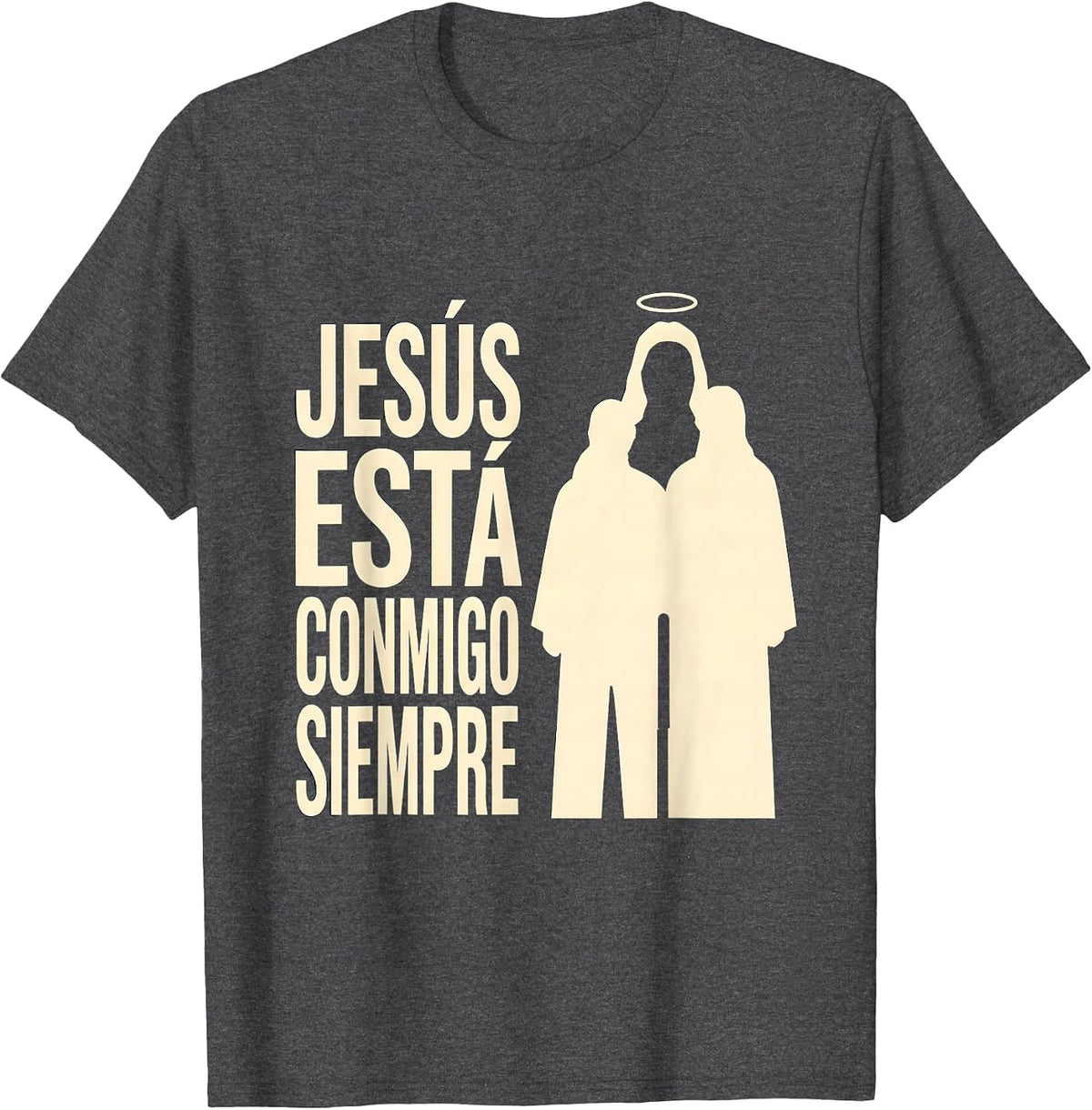 Jesús Está Conmigo Siempre Devotional Catholic Faith Spanish T-Shirt - Dark Heather Grey