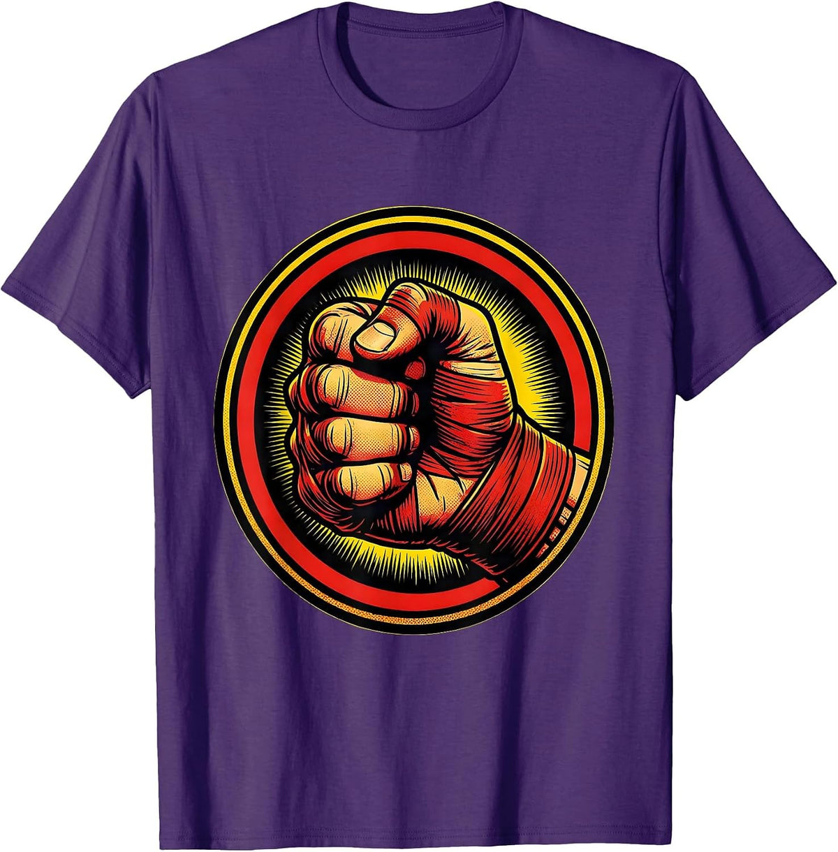 Boxing Taped Hands Close-Up Graphic Tee T-Shirt - Purple