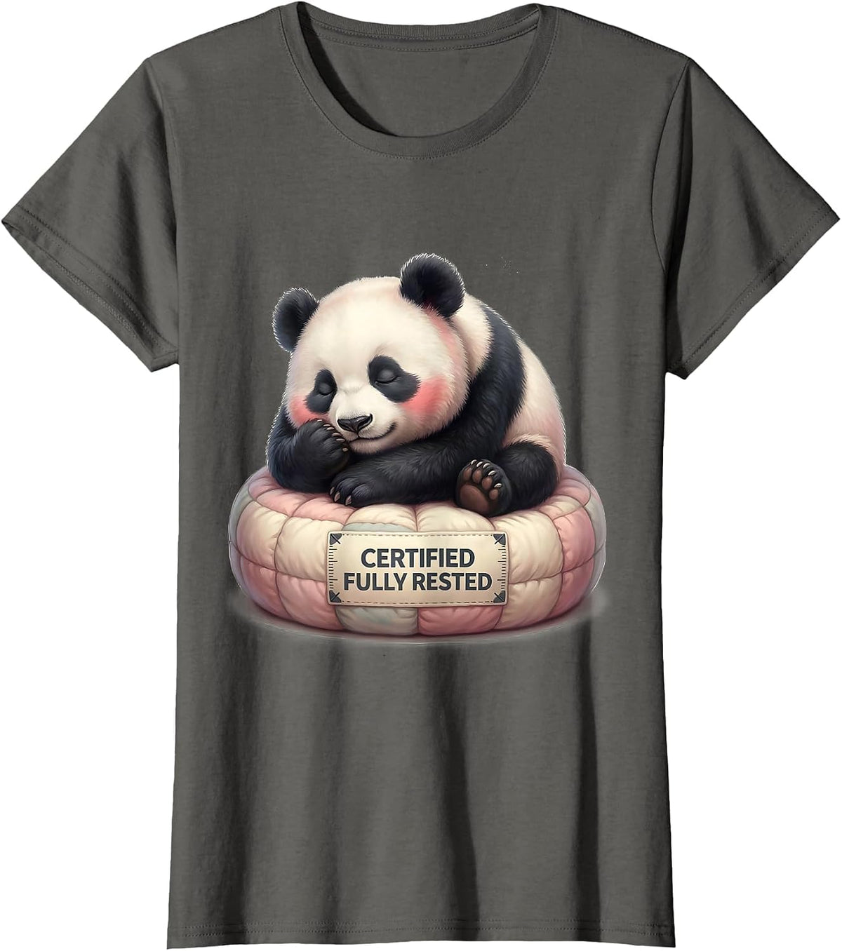 Women's Certified Fully Rested Cute Kawaii Panda Bear Animal Lover T-Shirt - Asphalt Grey