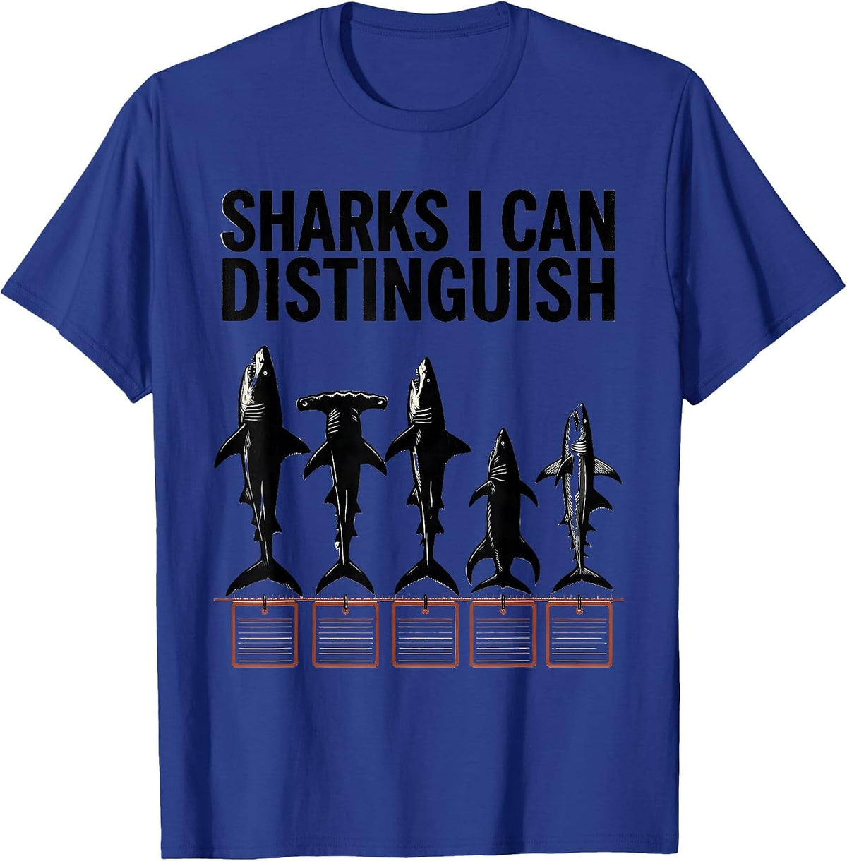 Sharks I Can Distinguish Linocut Marine Biology Enthusiast T-Shirt - Royal Blue
