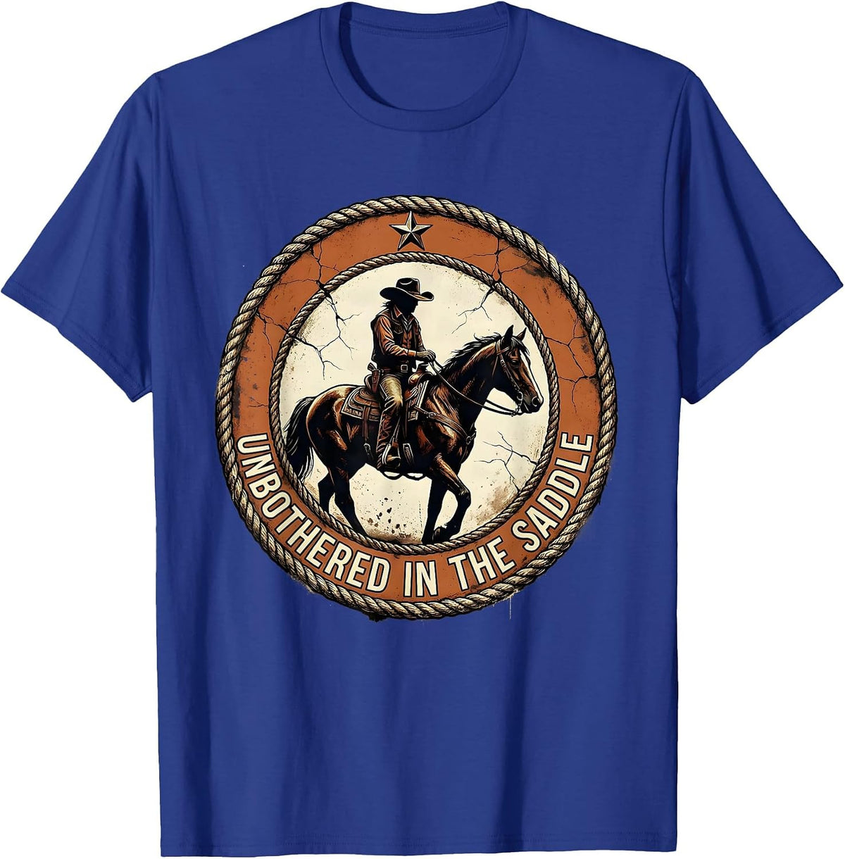 Unbothered In The Saddle Black Cowgirl Design T-Shirt - Royal Blue