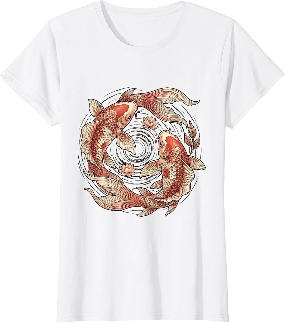 Koi Fish Pink Water Breast Cancer Awareness T-Shirt - White