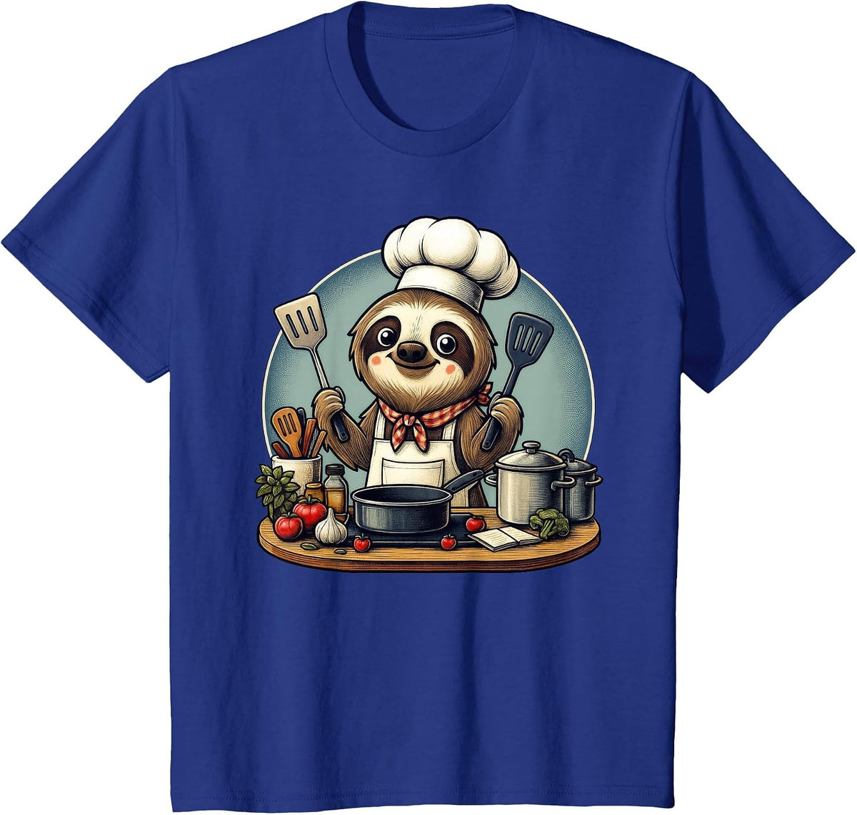 Funny Sloth Dressed As A Chef Cook Cooking T-Shirt - Royal Blue