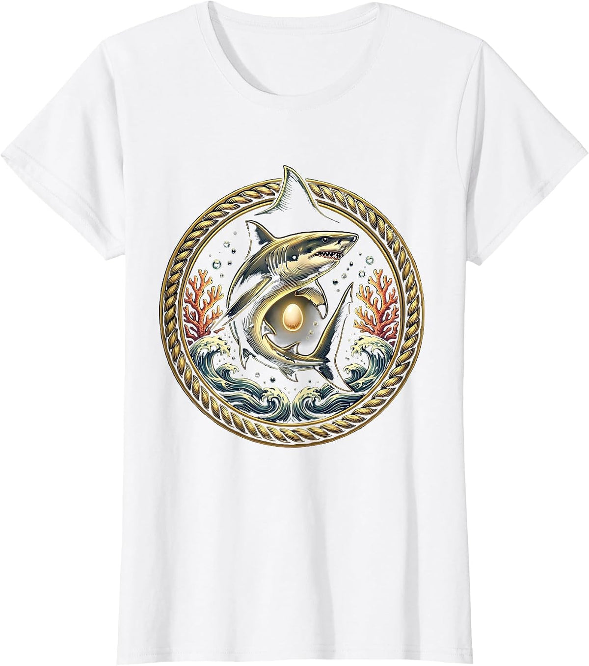 Women's Mommy Shark Glowing Deep Sea Protector T-Shirt - White