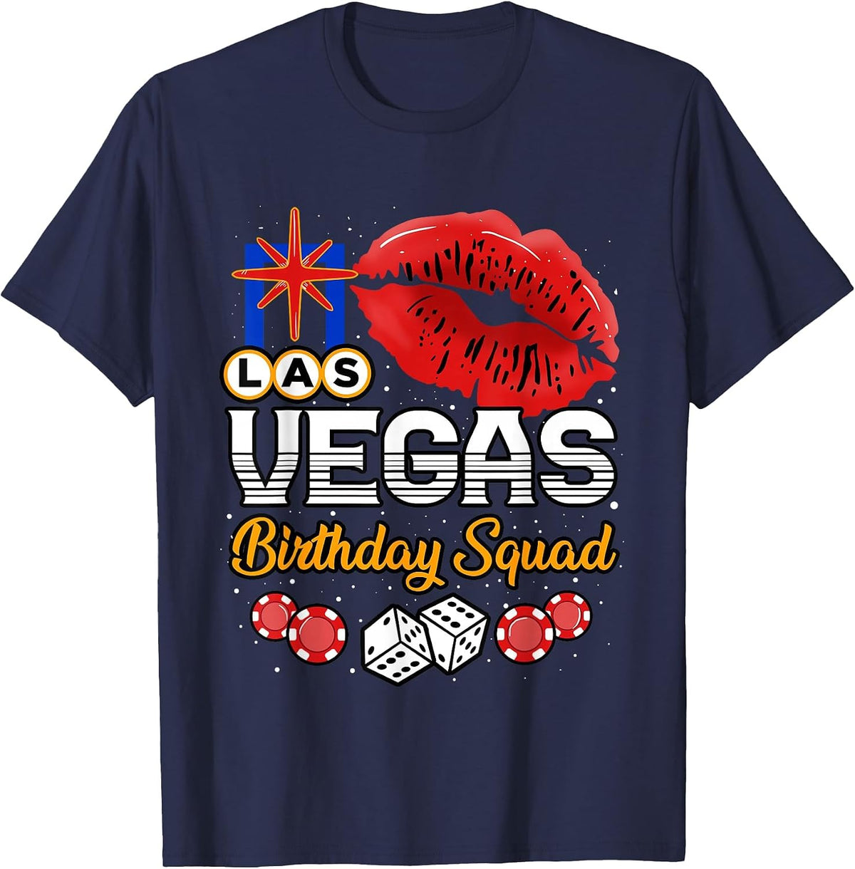 Las Vegas Birthday Squad Casino Girls Trip Party T-Shirt - Navy Blue