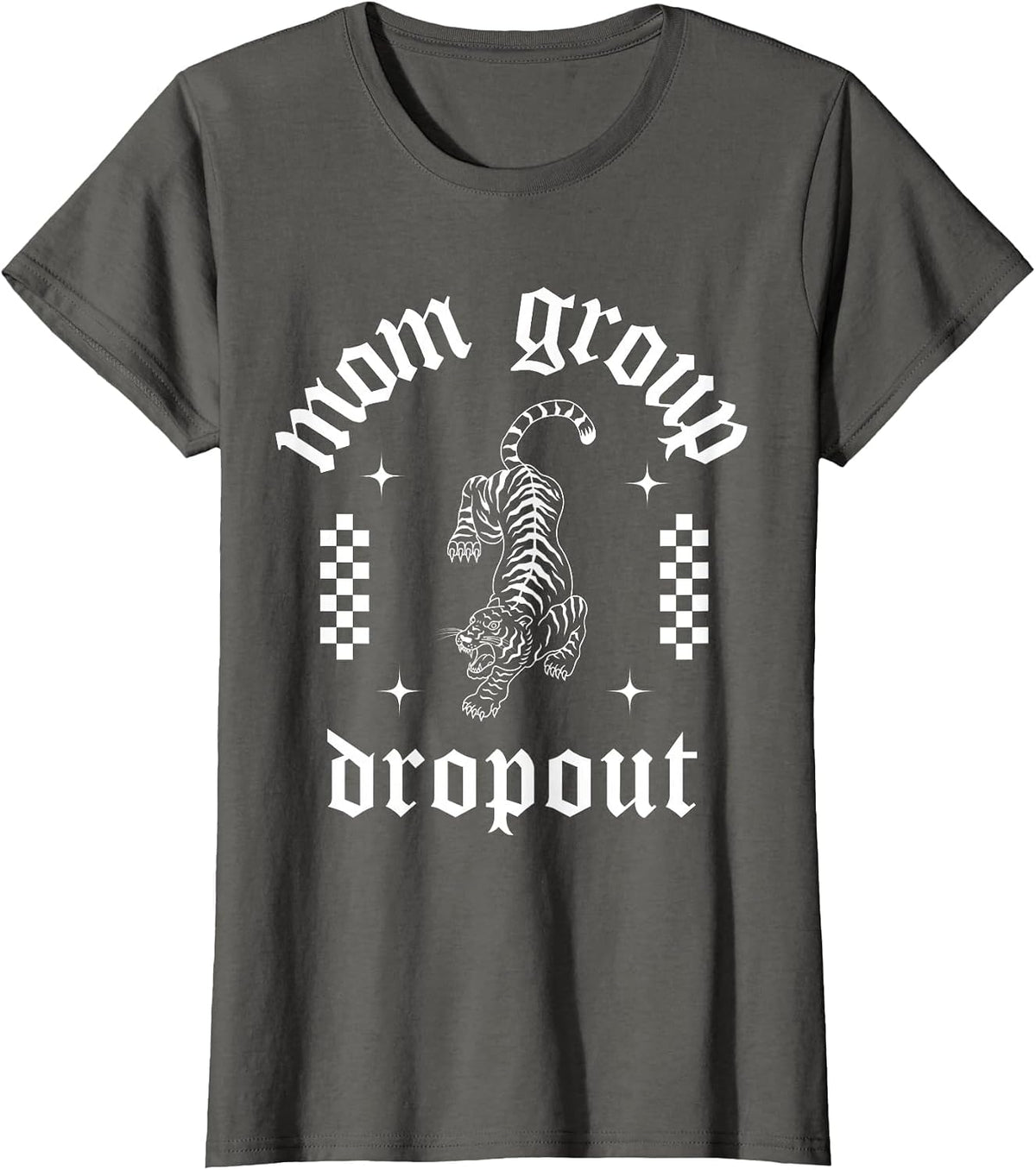 Mom Group Dropout Funny Mama Grunge Punk Cool Tattoo T-Shirt - Asphalt Grey