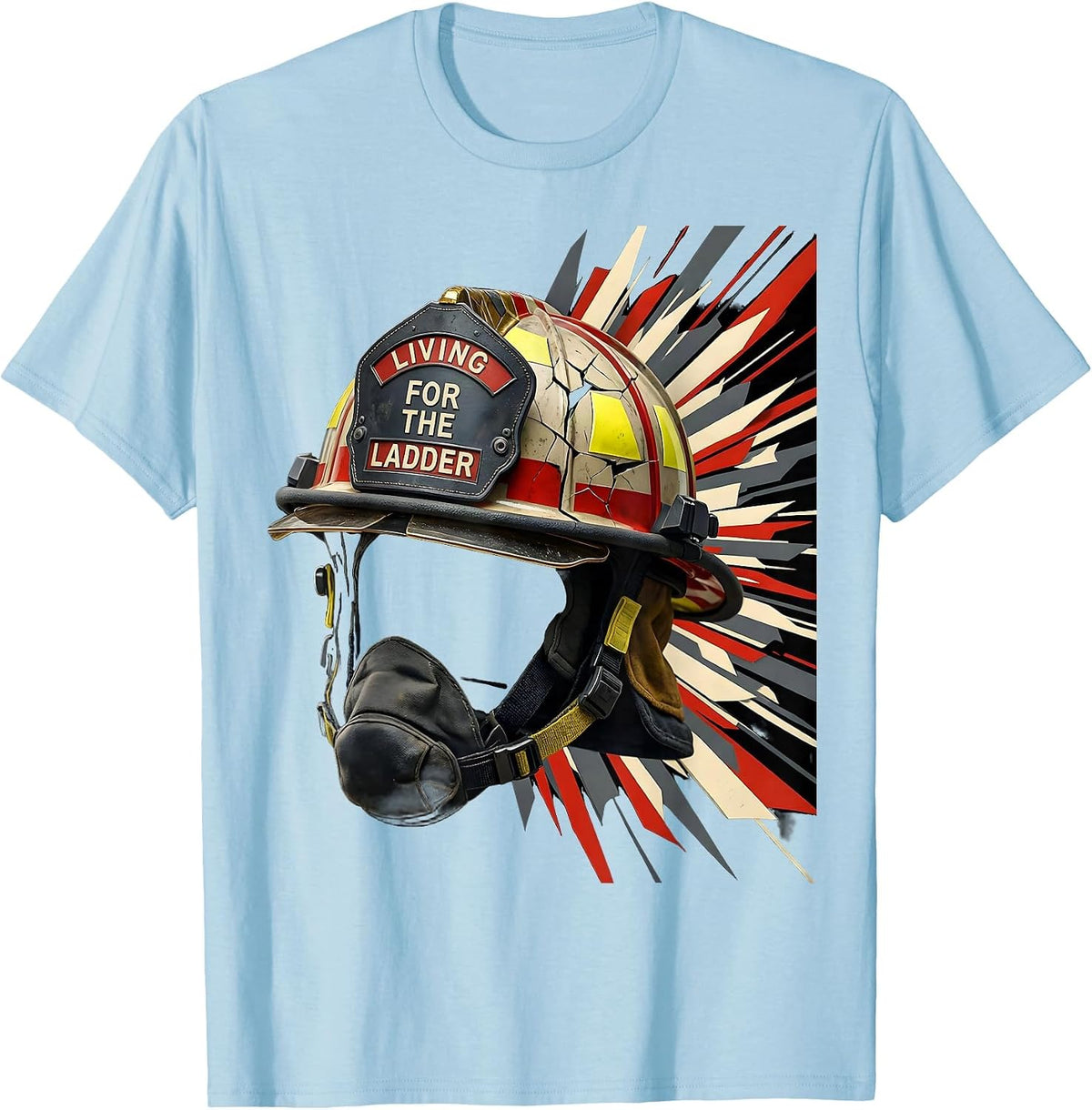 Men's Living for the Ladder Firefighter Graphic Design T-Shirt - Baby Blue