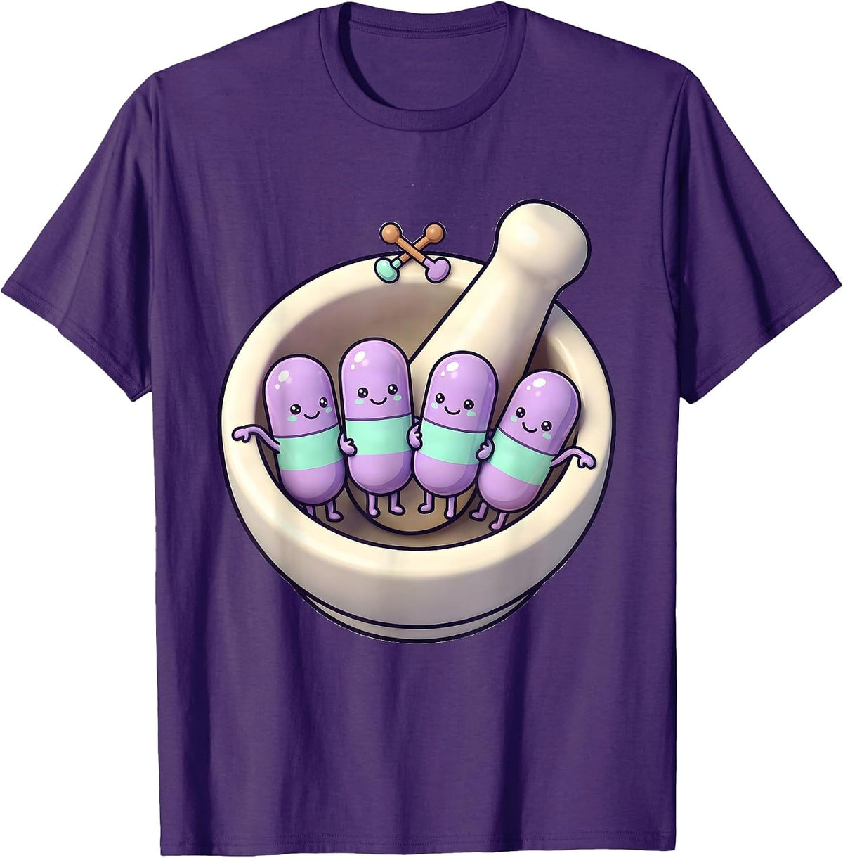 Kawaii Pharmacy Tech Mortar Bowl Cute Humor T-Shirt - Purple