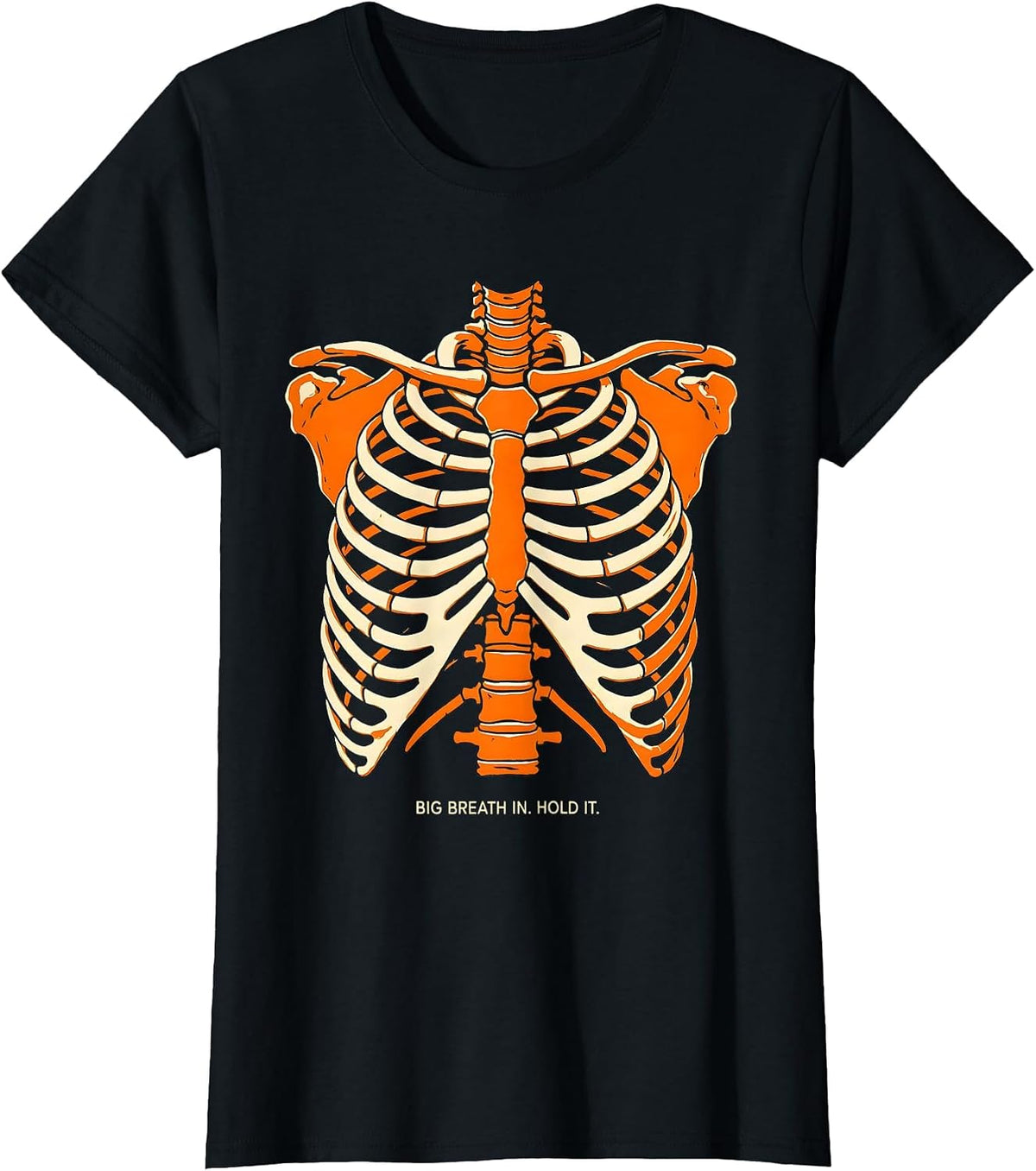 Women's Big Breath In. Hold It. Cute Radiology Tech Coquette Playful T-Shirt - Black