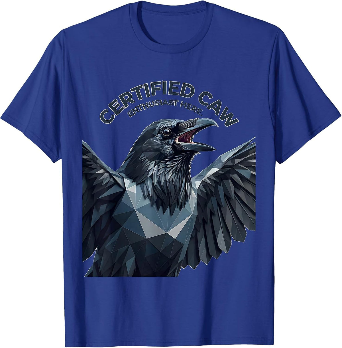 Men's Certified Caw Enthusiast Crow Lover Design T-Shirt - Royal Blue