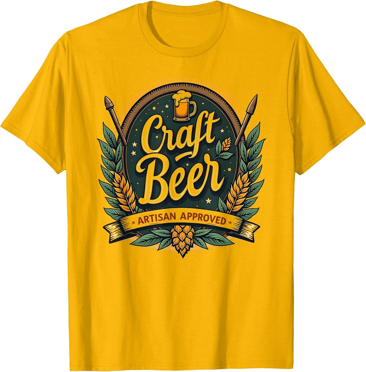 Craft Beer Artisan Approved Brewing Design T-Shirt - Golden Yellow