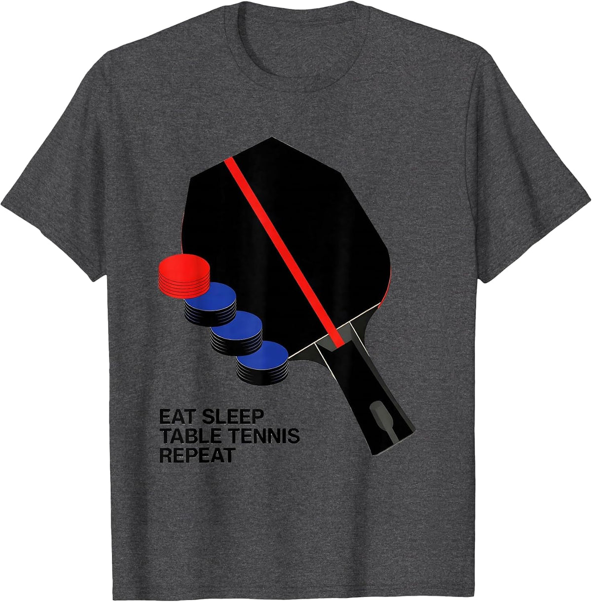 Men's EAT SLEEP TABLE TENNIS REPEAT Funny Table Tennis Player T-Shirt - Dark Heather Grey