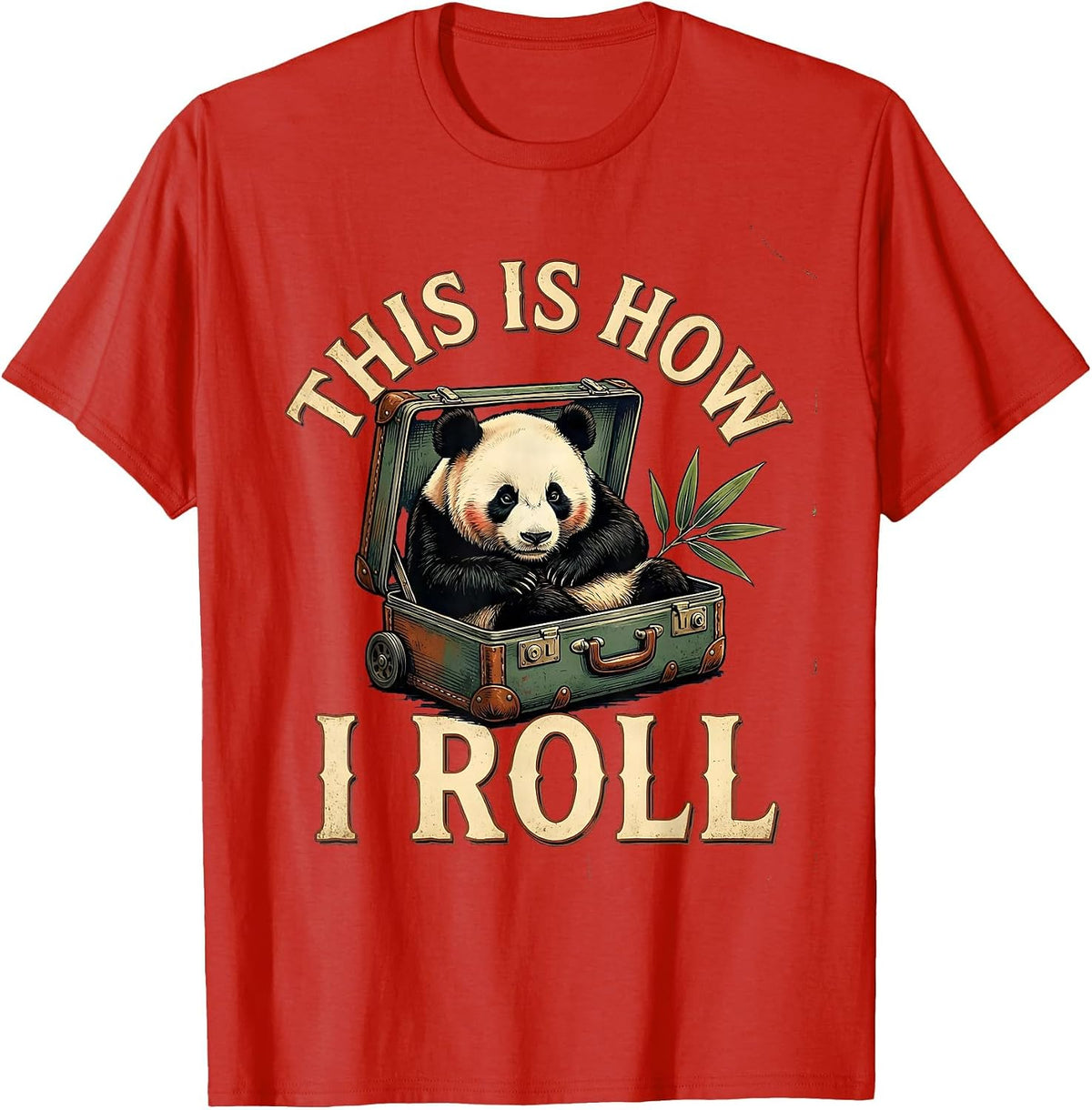 Men's This Is How I Roll Vintage Panda Lover Humor Animal Costume T-Shirt - Red