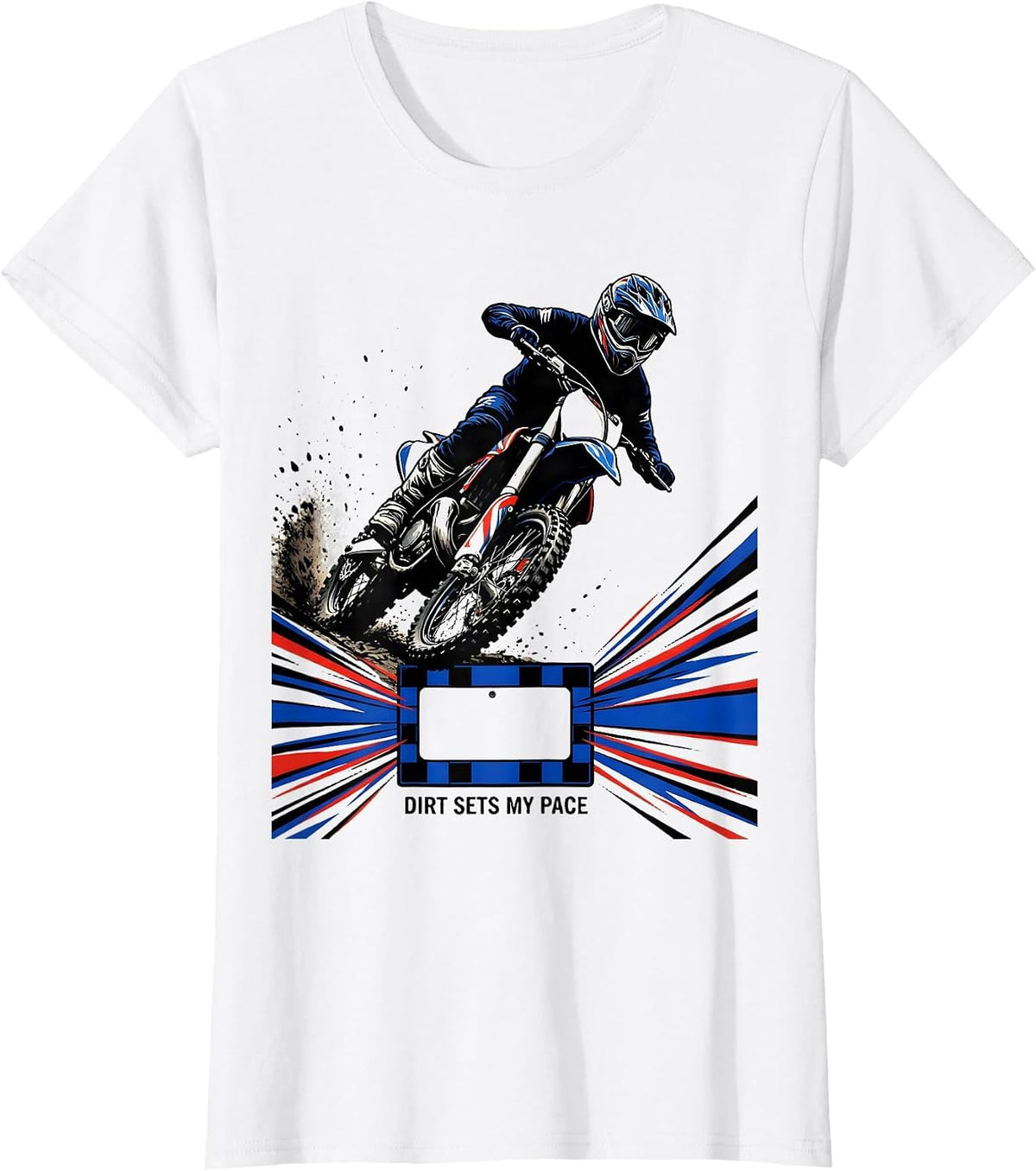 Dirt Sets My Pace Racing Livery Motocross Rider Dirt Bike T-Shirt - White