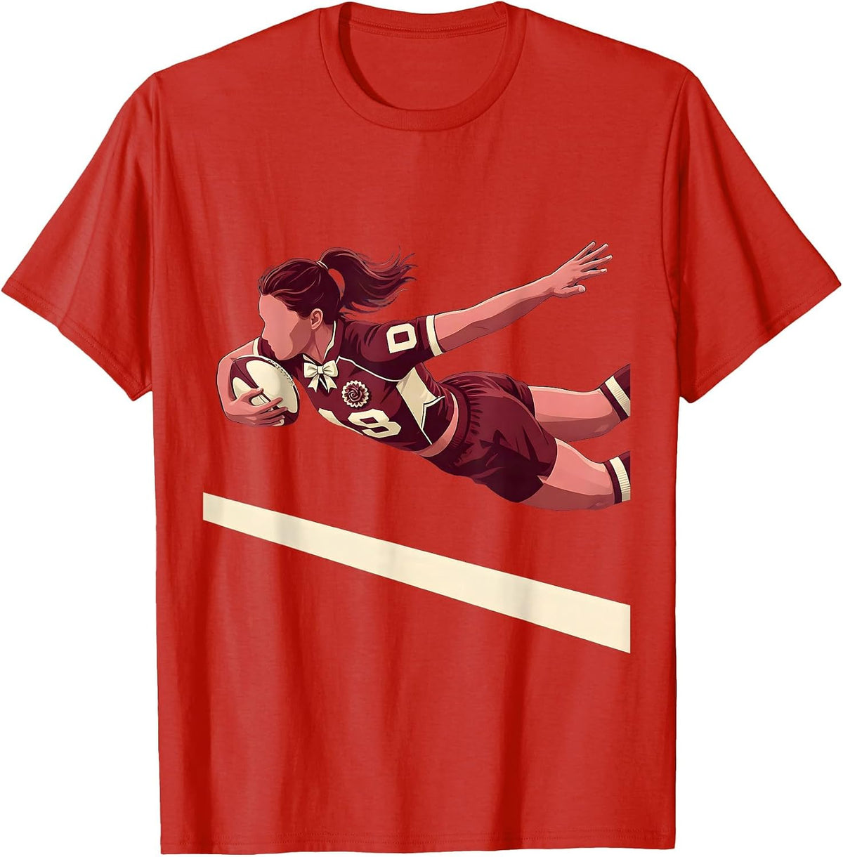 Men's Rugby Try Line Dive Graphic Tee T-Shirt - Red