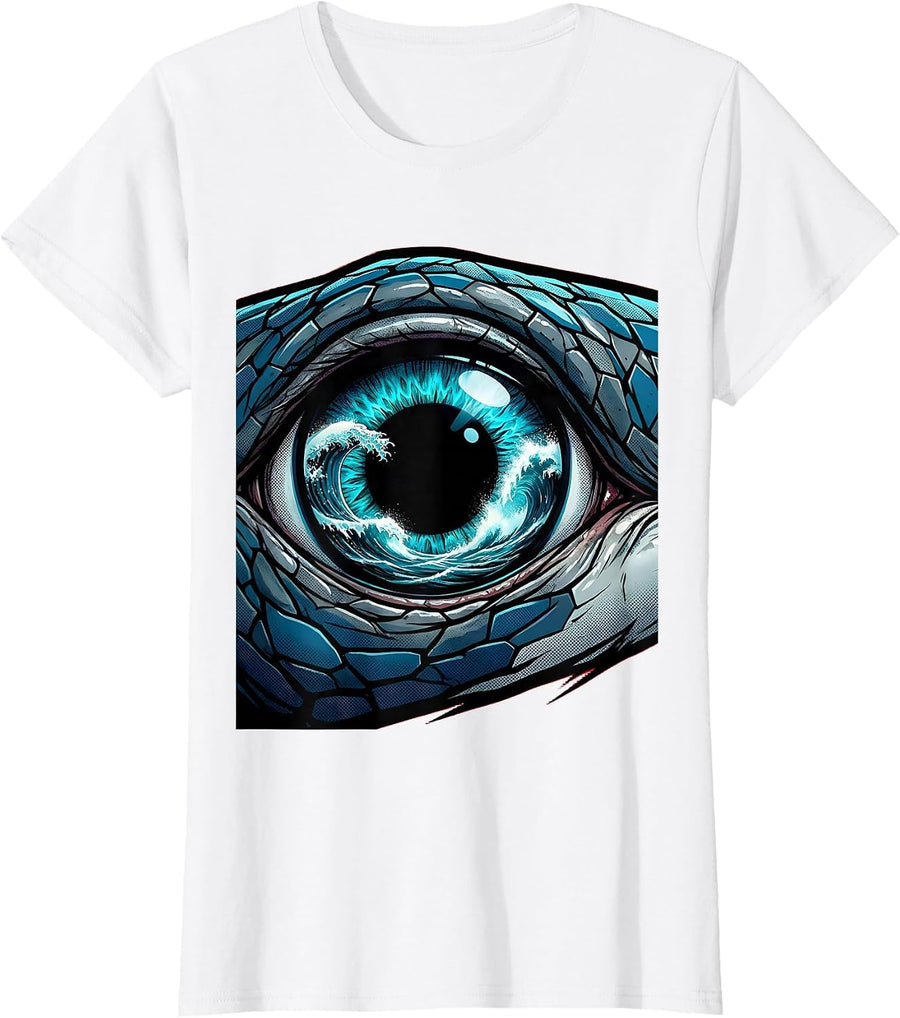 Women's Shark Eye Close-Up With Ocean Reflection Art T-Shirt - White