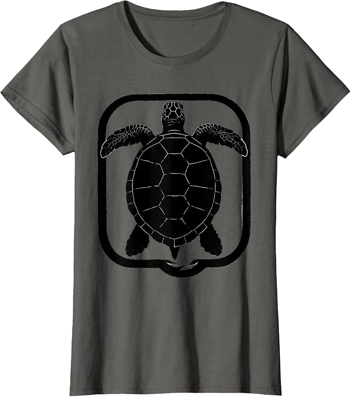 Women's Sea Turtle Silhouette Tropical Souvenir Beach Lover Gift T-Shirt - Asphalt Grey