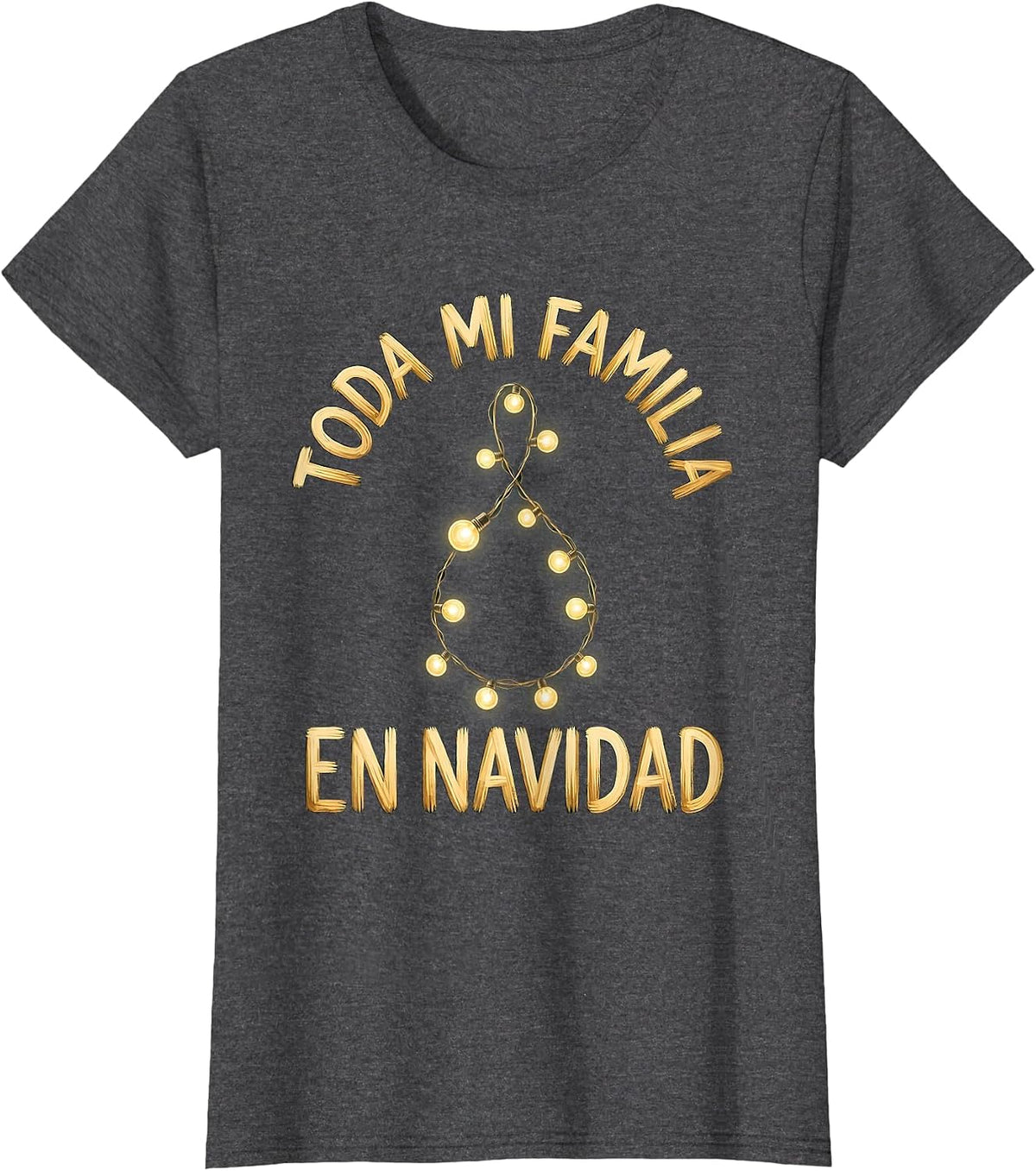 Women's Toda Mi Familia En Navidad Festive Family Christmas Spanish T-Shirt - Dark Heather Grey