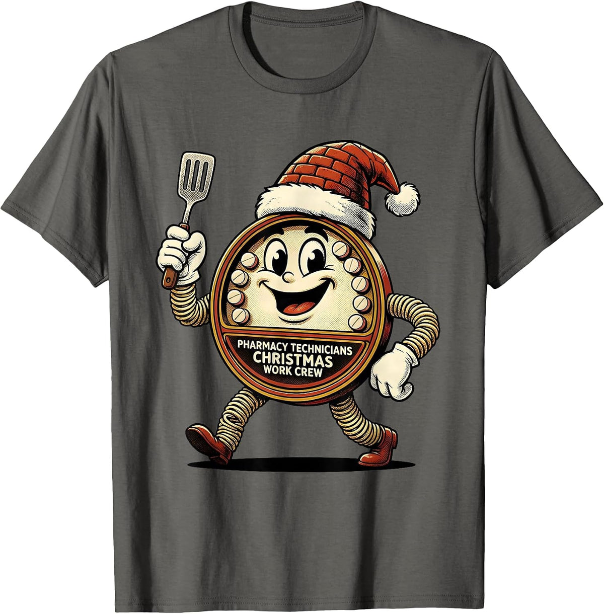 Men's Pharmacy Technicians Christmas Work Crew Funny T-Shirt - Asphalt Grey