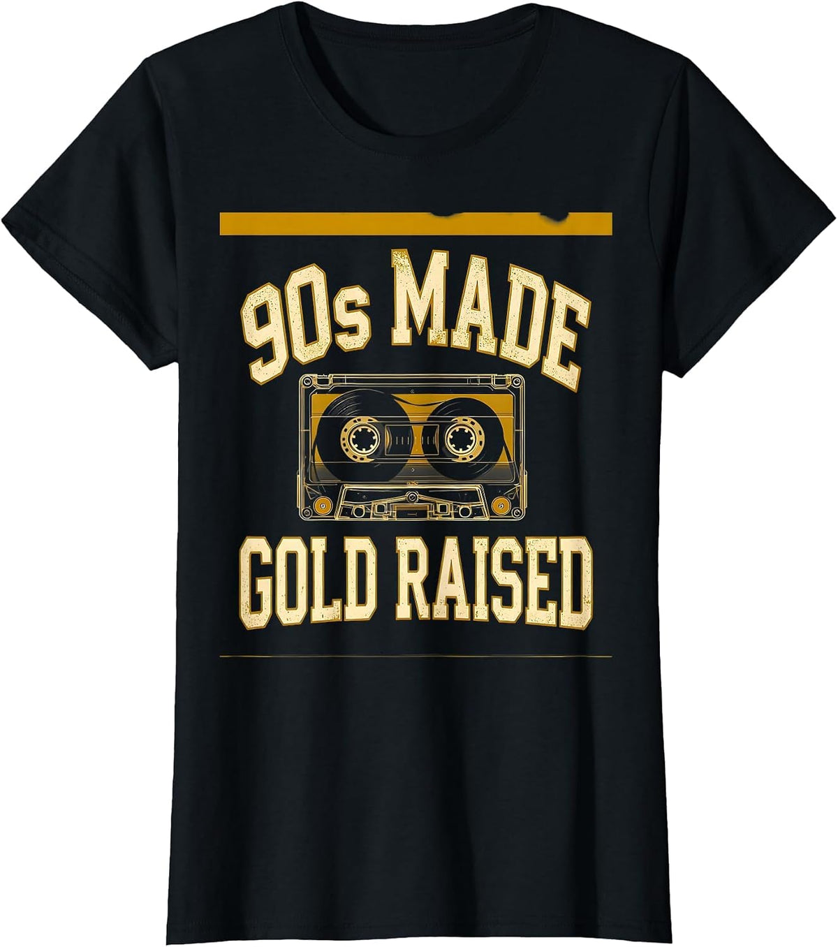 Women's 90s Made Gold Raised Vintage Hip Hop Rap Golden Era T-Shirt - Black