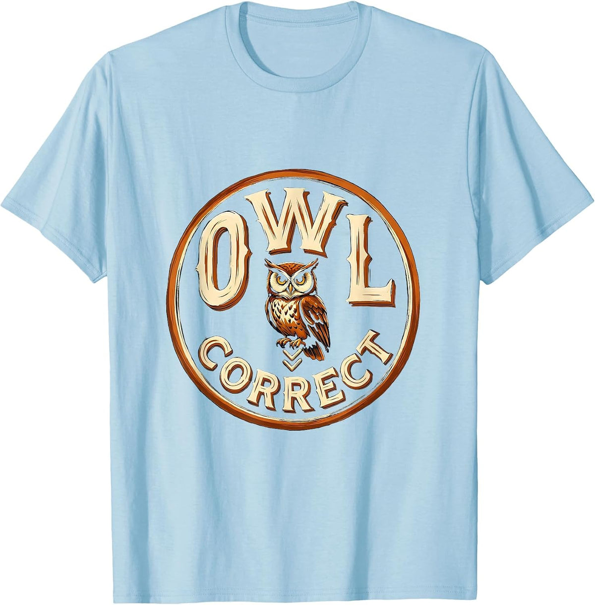 Men's Owl Badge Sign Painter Teacher Humor Book Lover T-Shirt - Baby Blue