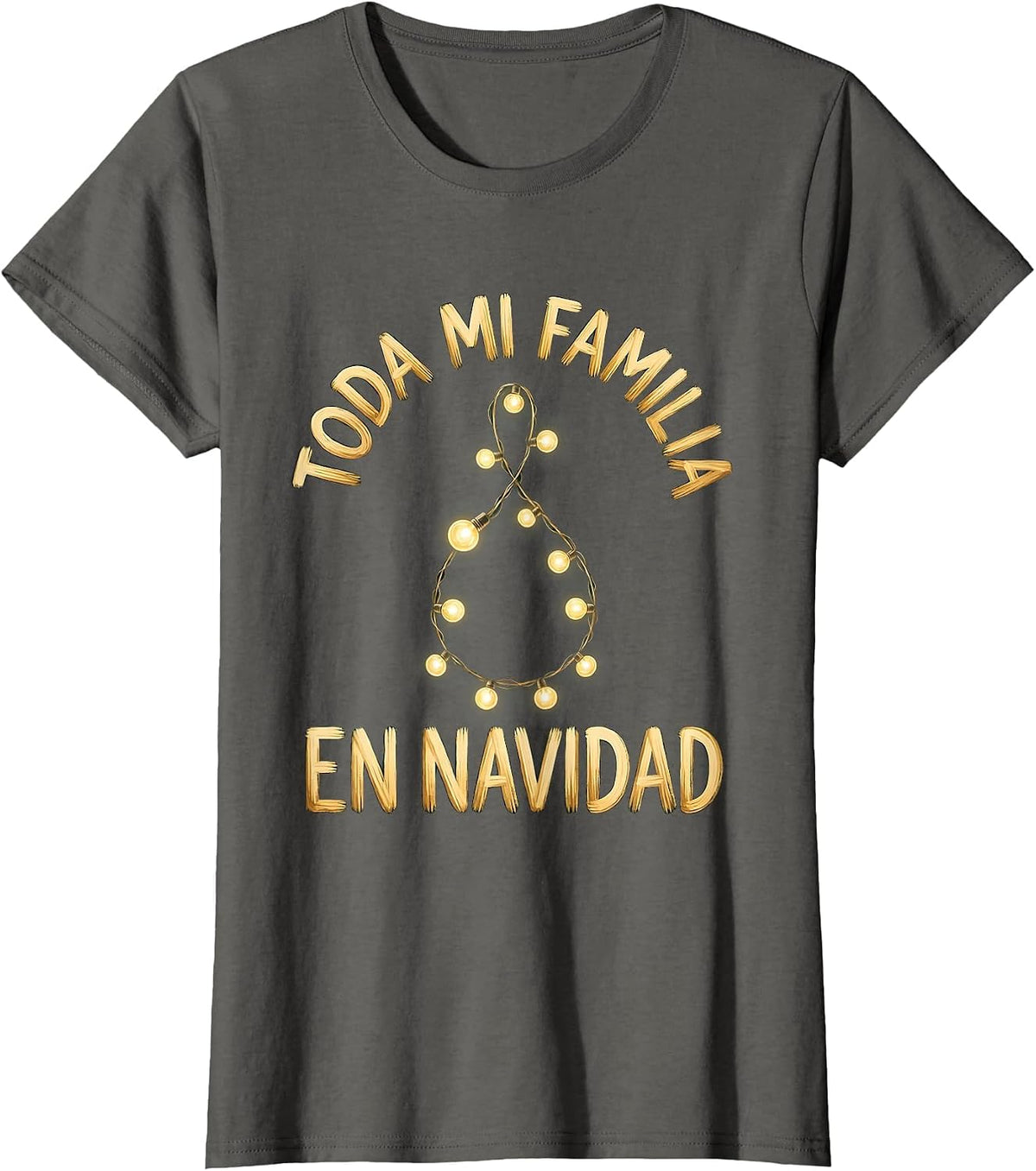 Women's Toda Mi Familia En Navidad Festive Family Christmas Spanish T-Shirt - Asphalt Grey