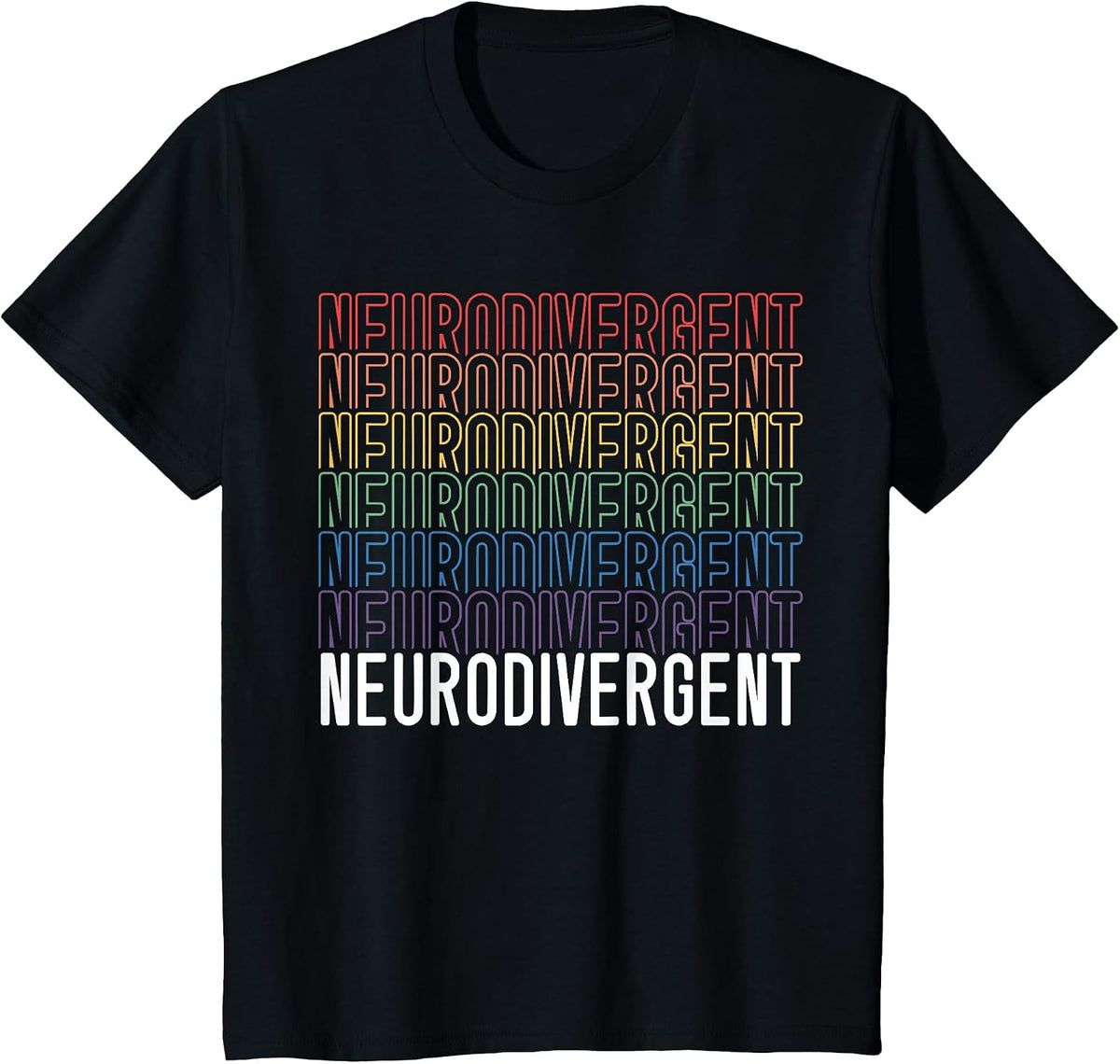 Neurodivergent Neurodiversity Rainbow ADHD ASD Awareness T-Shirt - Black
