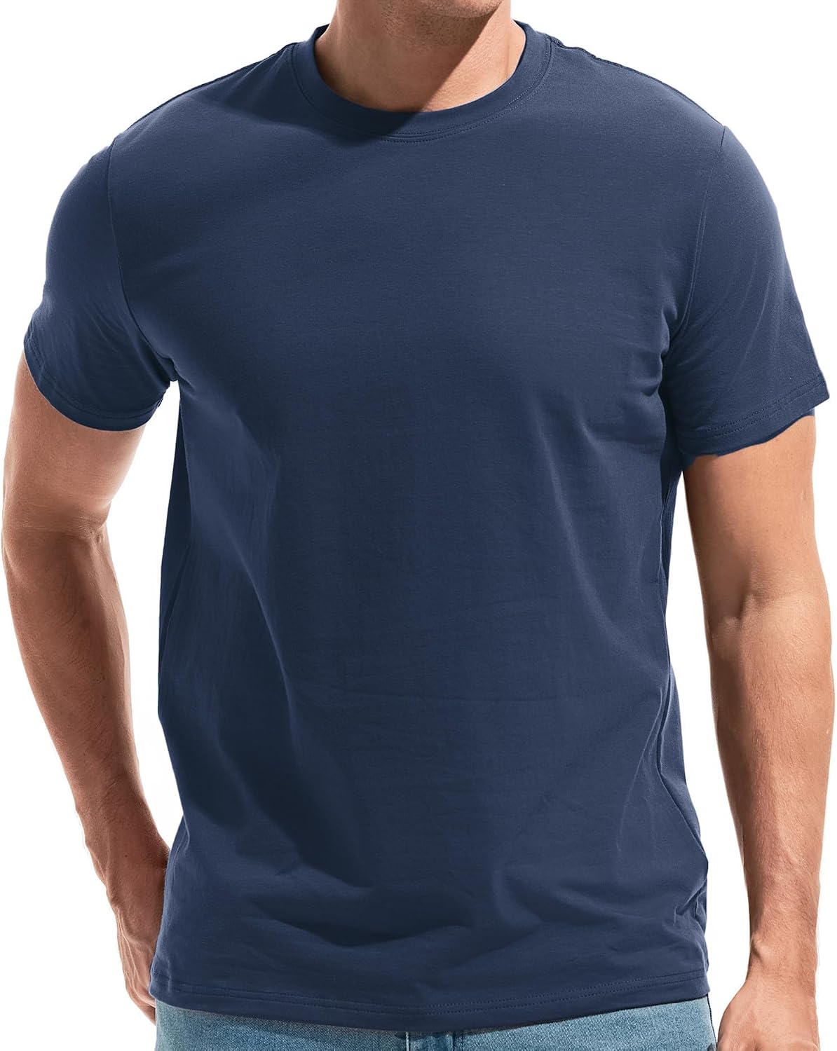 VEIISAR Men's Cotton Stretch T-Shirt, Midweight, Soft & Breathable, for Daily & Sports, All-Season - T31 Royal Blue